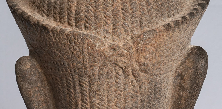 Statue de Bouddha - Antique Angkor Wat Style Stone monté Khme Bouddha Head - 39cm / 16 "