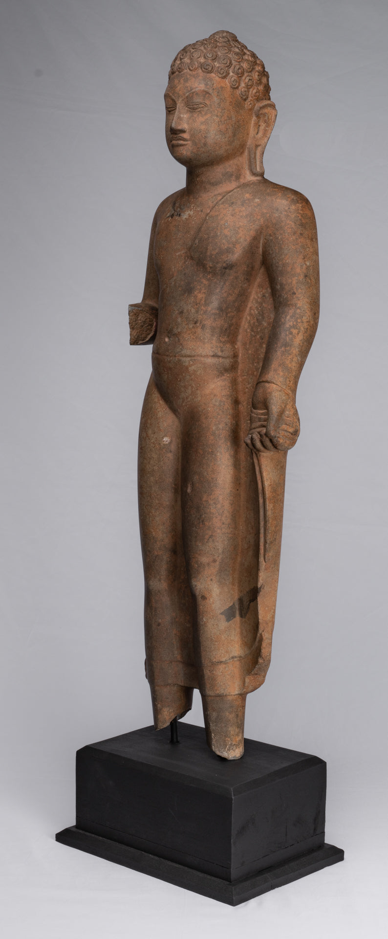 Statua di Buddha - Antique Thai Style Standing Stone Dvaravati Statue Buddha - 100 cm/40 "di altezza
