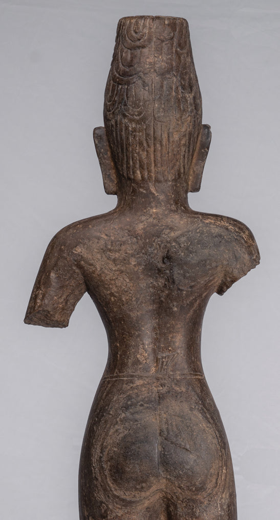 Statue Ardhanarishvara - Antique Phnom Da Style Khmer Sandstone in piedi Shiva Parvati Statue - 88cm/35 "