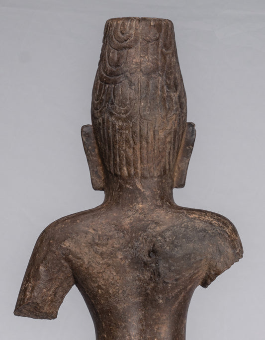 Statue Ardhanarishvara - Antique Phnom Da Style Khmer Sandstone in piedi Shiva Parvati Statue - 88cm/35 "