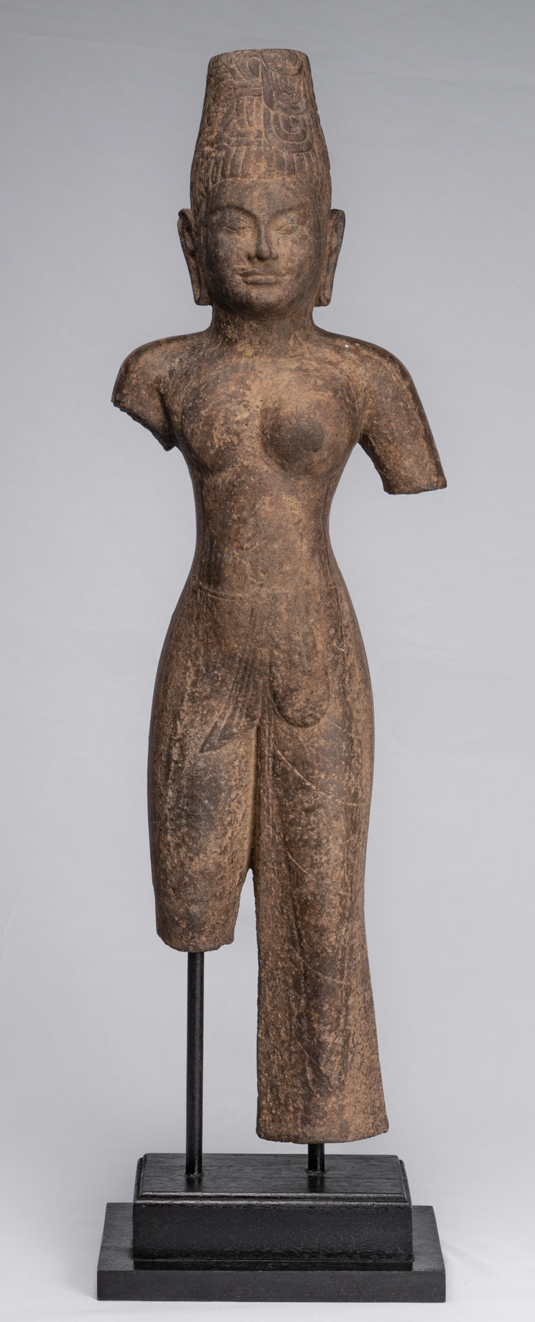 Statue Ardhanarishvara - Antique Phnom Da Style Khmer Sandstone in piedi Shiva Parvati Statue - 88cm/35 "