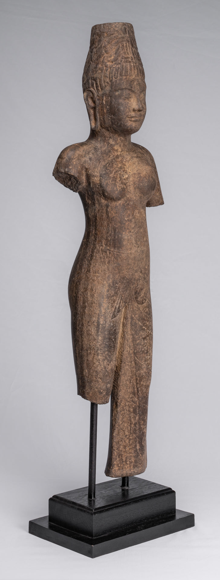 Statue Ardhanarishvara - Antique Phnom Da Style Khmer Sandstone in piedi Shiva Parvati Statue - 88cm/35 "