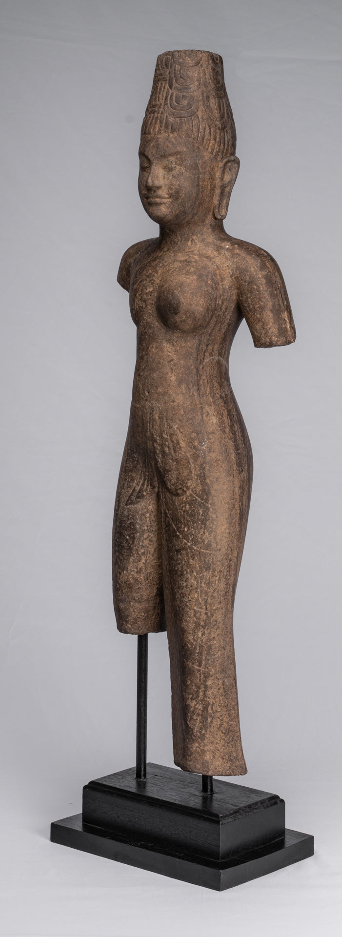 Statue Ardhanarishvara - Antique Phnom Da Style Khmer Sandstone in piedi Shiva Parvati Statue - 88cm/35 "