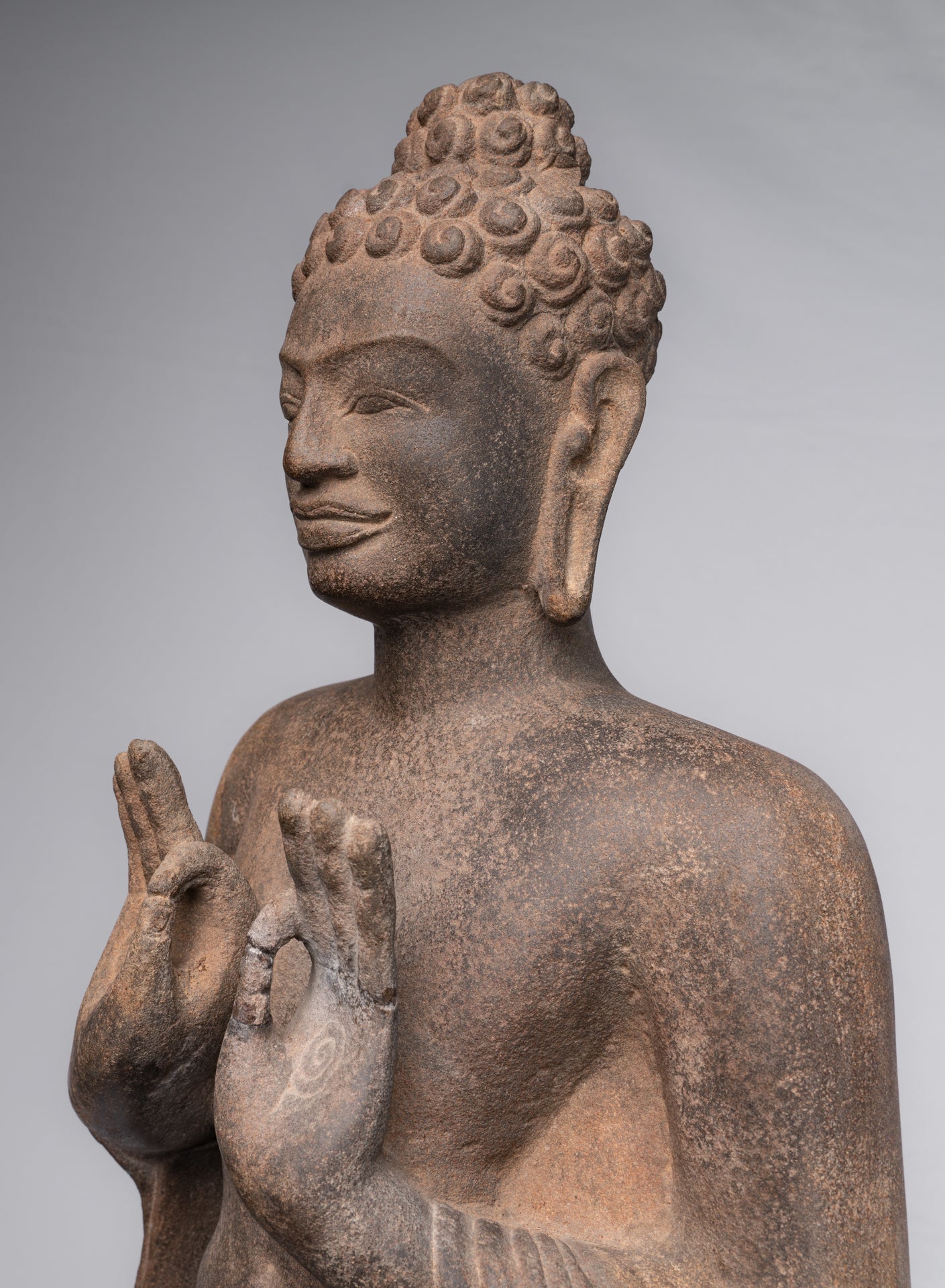 Statue Buddha - Antique Thai Style Standing Stone Dvaravati Statue Buddha - 102 cm/41 "di altezza