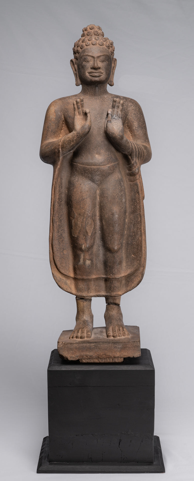 Statue Buddha - Antique Thai Style Standing Stone Dvaravati Statue Buddha - 102 cm/41 "di altezza