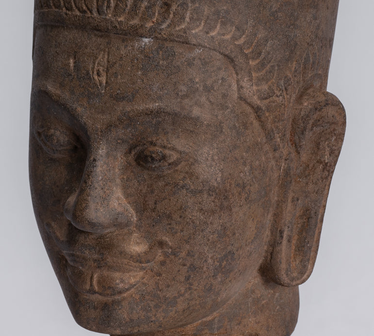 Statue Harihara - Antique Phnom Da Style Hari Hari o Vishnu & Shiva Head - 31cm/12 "