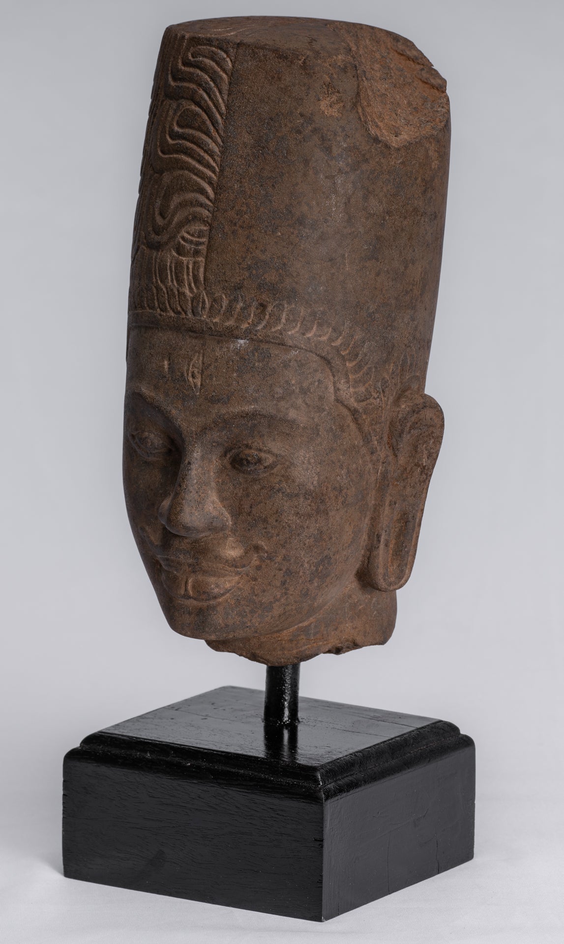 Statue Harihara - Antique Phnom Da Style Hari Hari o Vishnu & Shiva Head - 31cm/12 "