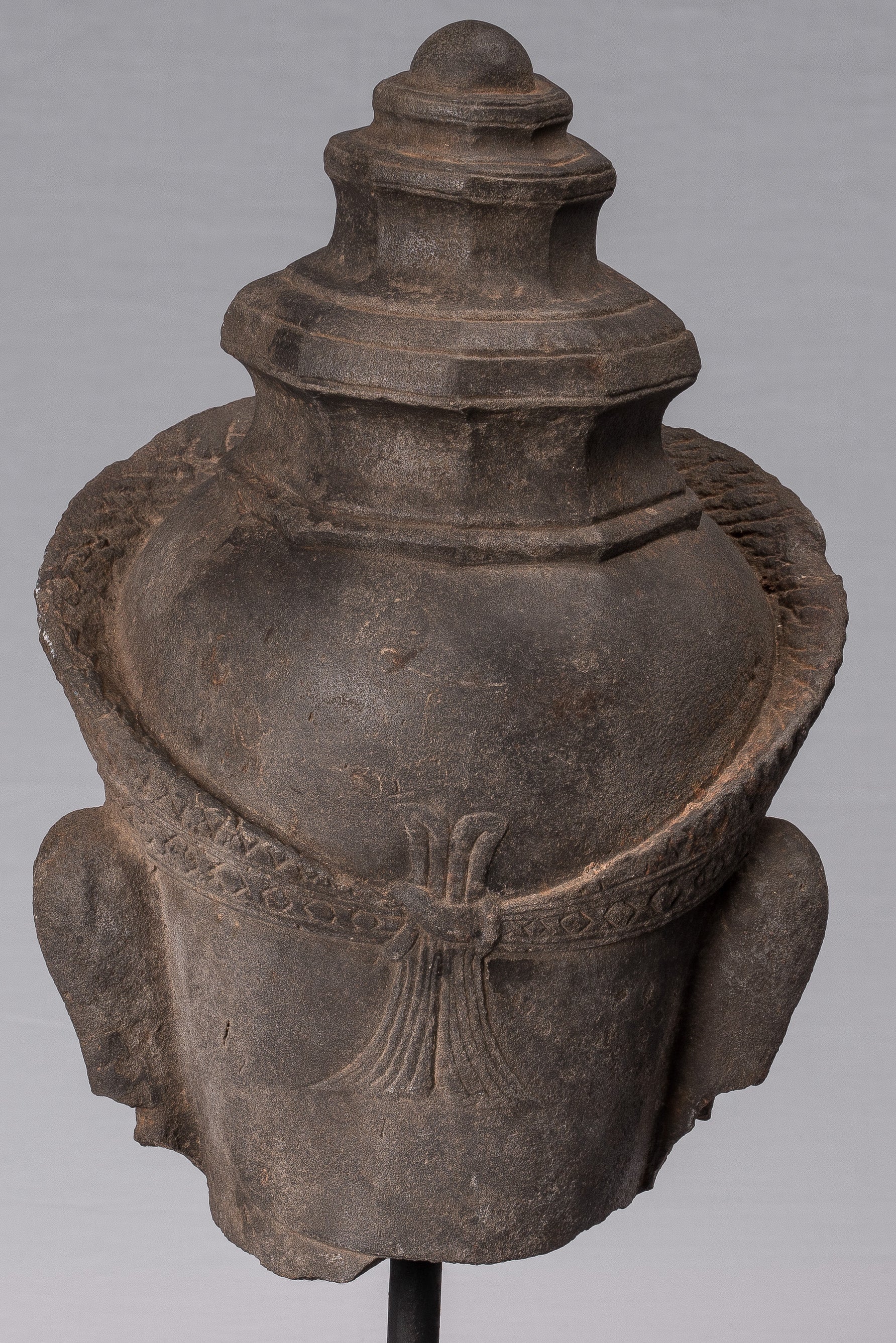 Vishnu Statue, Antike Preah-Ko Stil Sandstein Vishnu Kopf-Protektor-Konservator mit 52cm/21"