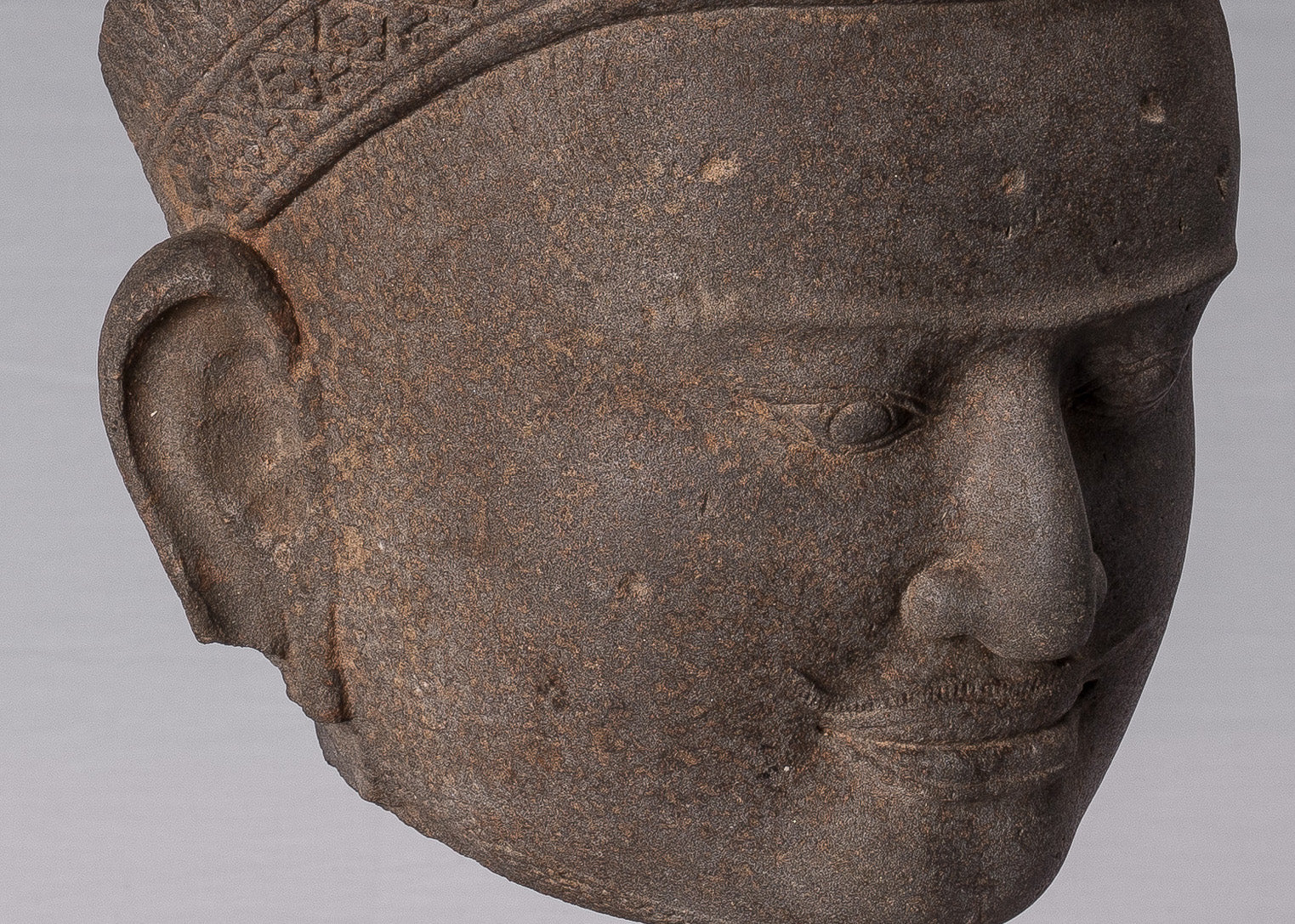 Vishnu Statue, Antike Preah-Ko Stil Sandstein Vishnu Kopf-Protektor-Konservator mit 52cm/21"