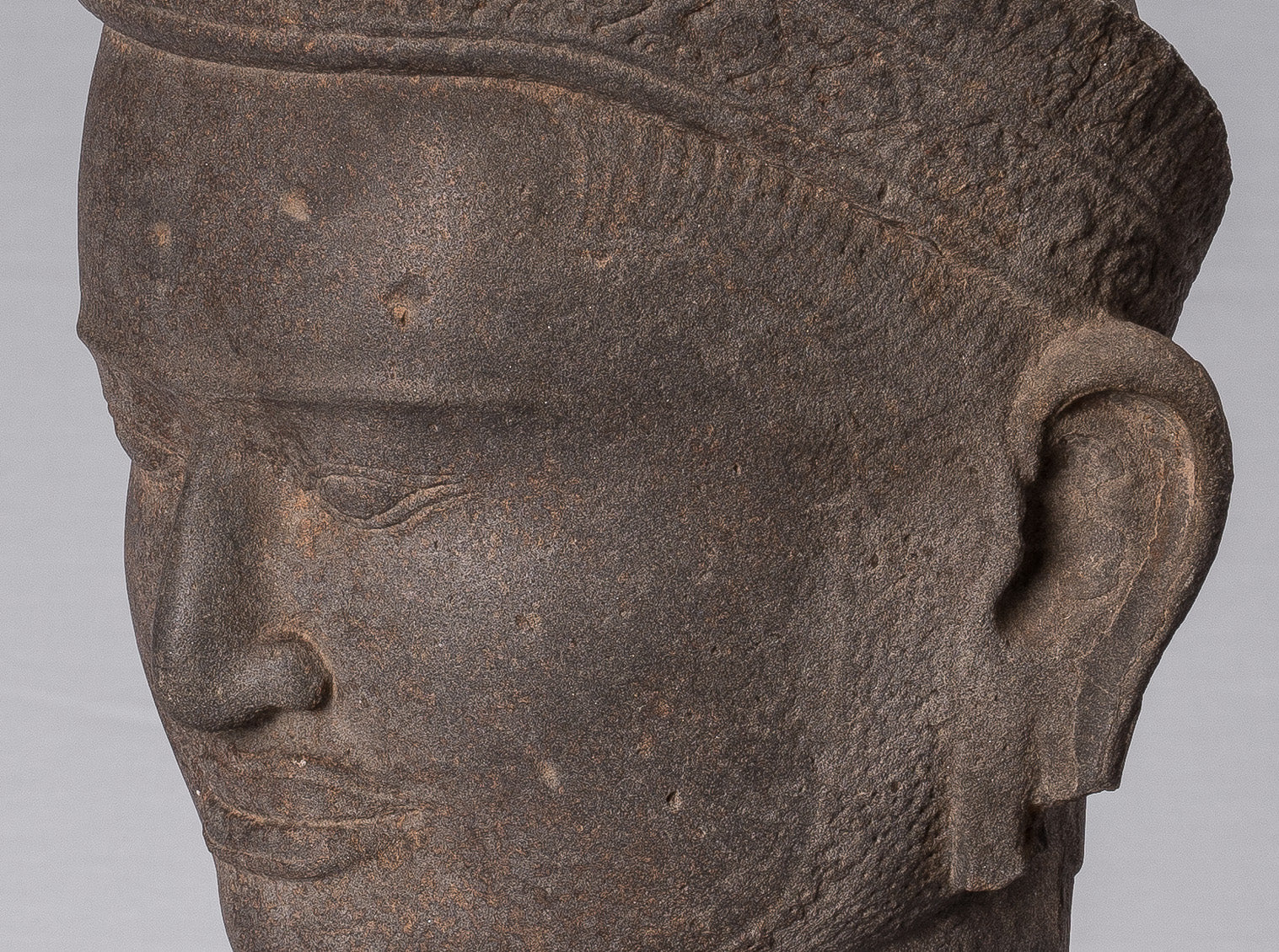 Vishnu Statue, Antike Preah-Ko Stil Sandstein Vishnu Kopf-Protektor-Konservator mit 52cm/21"