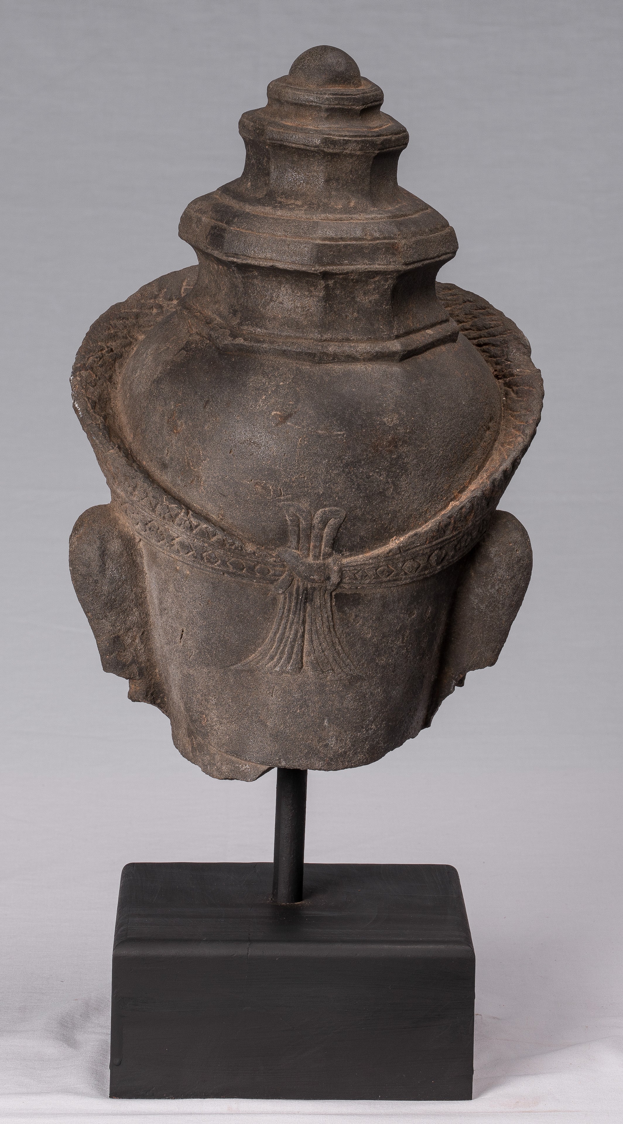 Vishnu Statue, Antike Preah-Ko Stil Sandstein Vishnu Kopf-Protektor-Konservator mit 52cm/21"