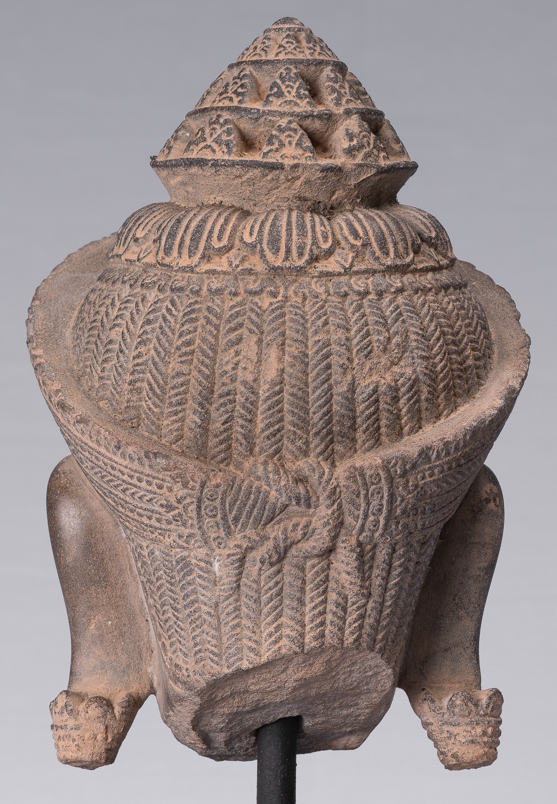 Shiva Statue, Antike Banteay Srei Stil Khmer Stein Shiva Statue Kopf mit Zerstörer...31cm/12"