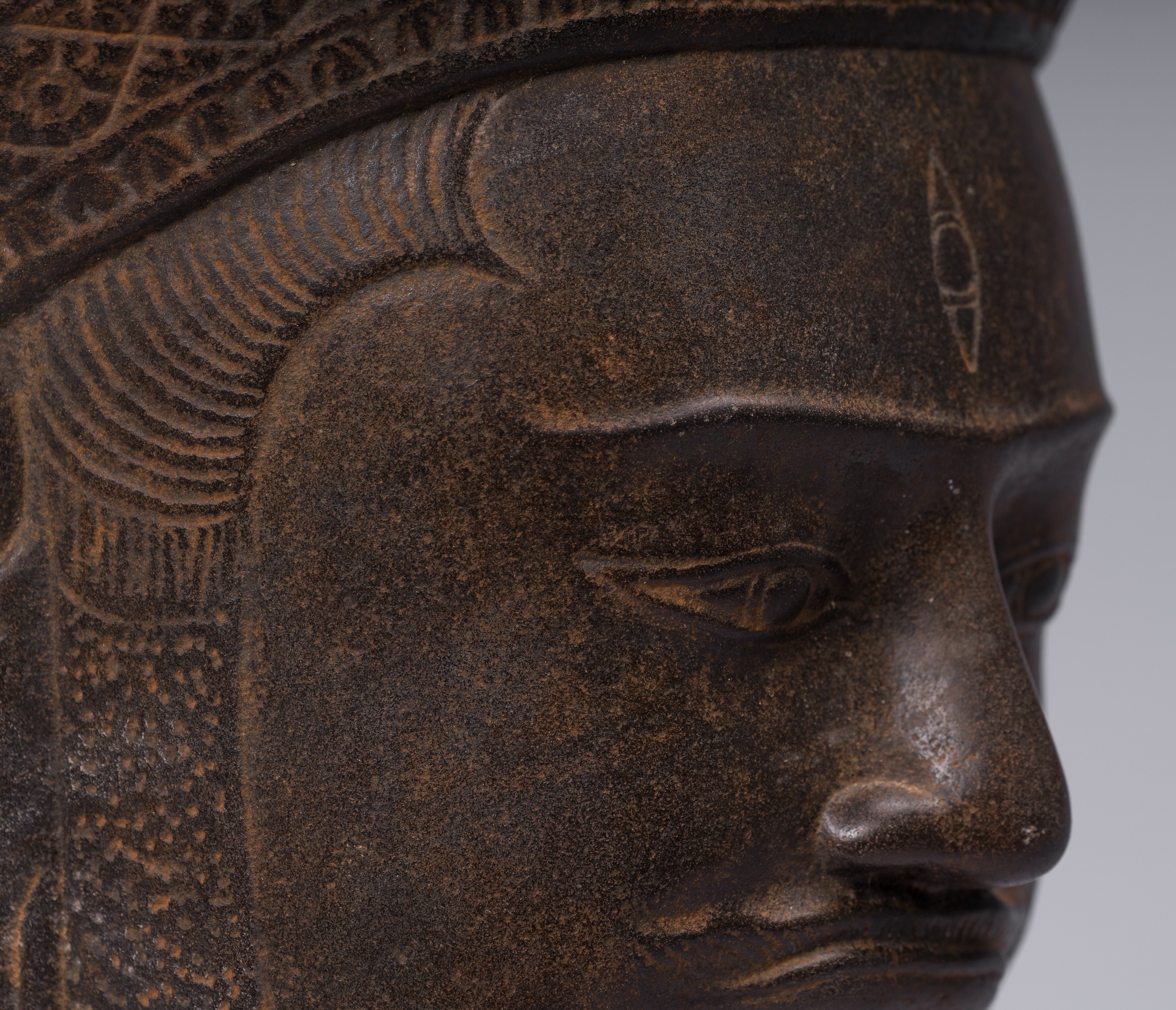 Shiva-Statue – antike Shiva-Kopfstatue aus Khmer-Stein im Koh-Ker-Stil – der Zerstörer – 42 cm