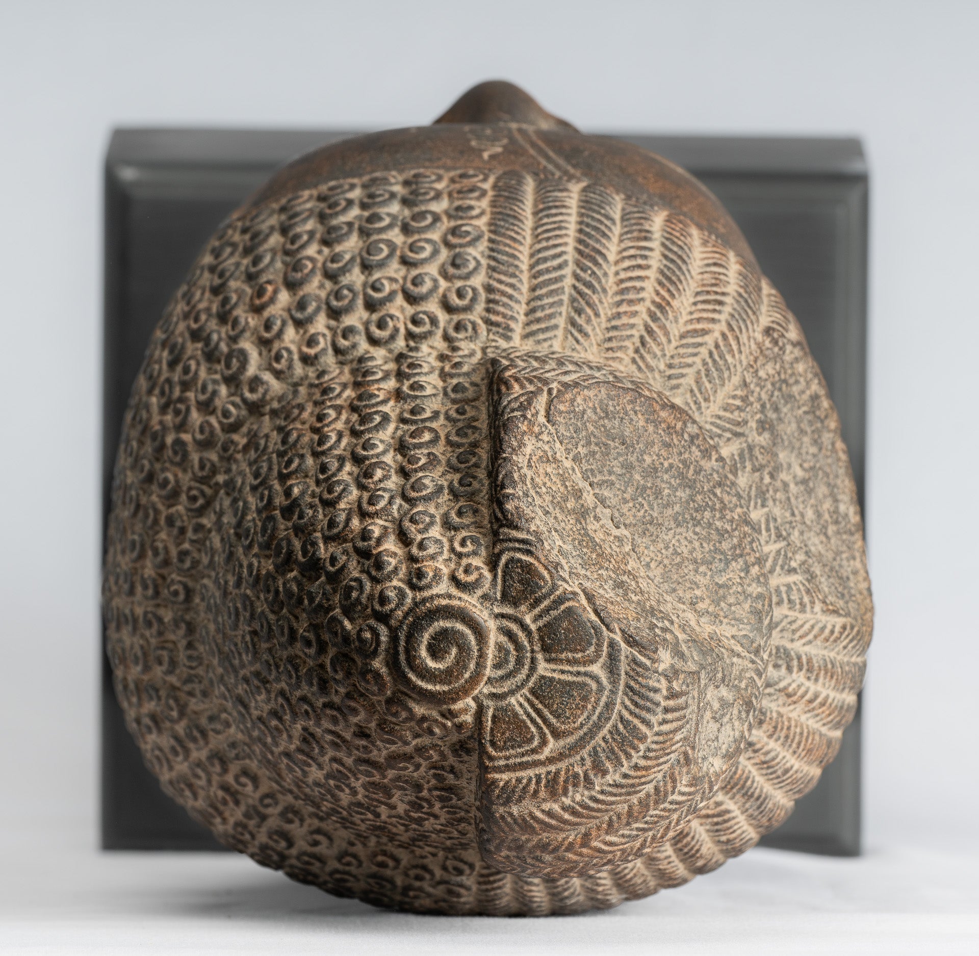 Shiva Statue - Antique Khmer Style Black Stone Yaksha & Yakshaswaroop Shiva Head - 47cm/19"