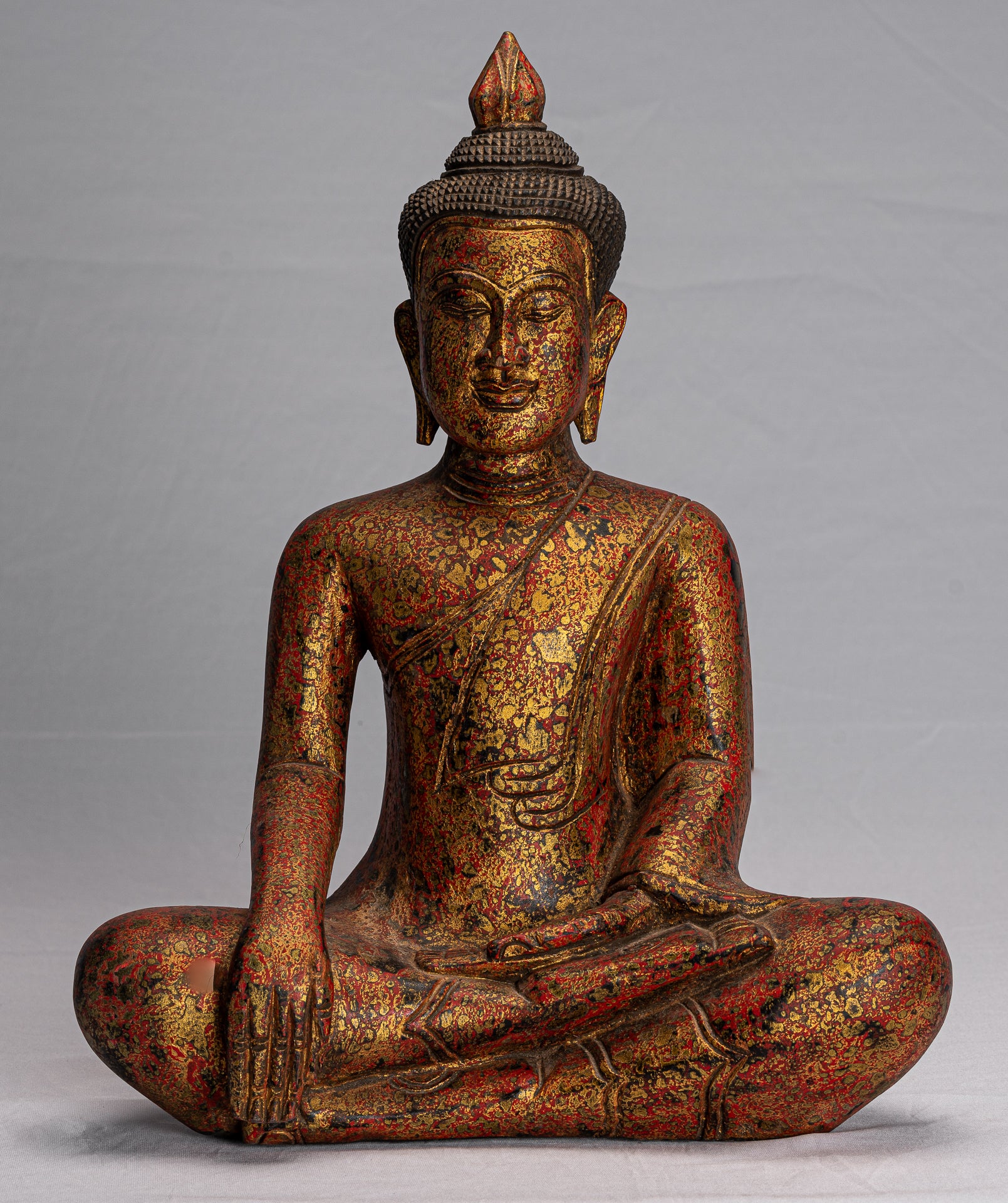 Statue Buddha - Antique Khmer Style SE Asia SETTO ALLIMENTAZIONE BUDDHA STATUE - 43CM/17 "