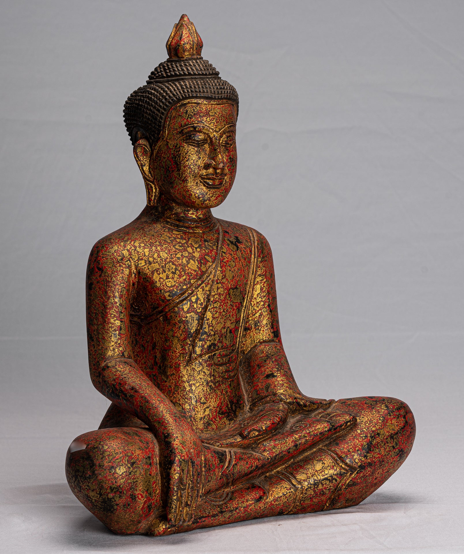 Statue Buddha - Antique Khmer Style SE Asia SETTO ALLIMENTAZIONE BUDDHA STATUE - 43CM/17 "