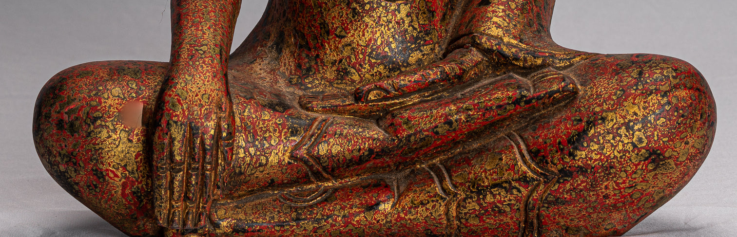 Statue Buddha - Antique Khmer Style SE Asia SETTO ALLIMENTAZIONE BUDDHA STATUE - 43CM/17 "