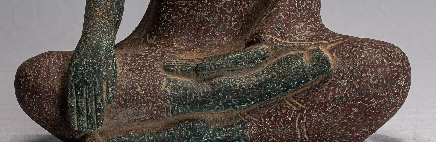 Estatua de Buda - Estatua de Buda de Buda de Madera Estilo de Madre ANTIGUO DE ASIA - 45cm/18 "