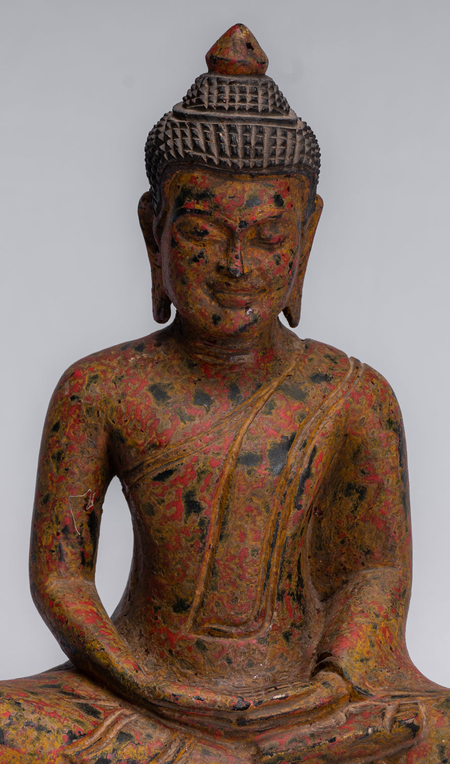 Buddha Skulptur-Antique Khmer Stil Holz sitzend Buddha Statue Dhyana Meditation Mudra-26cm/10 "