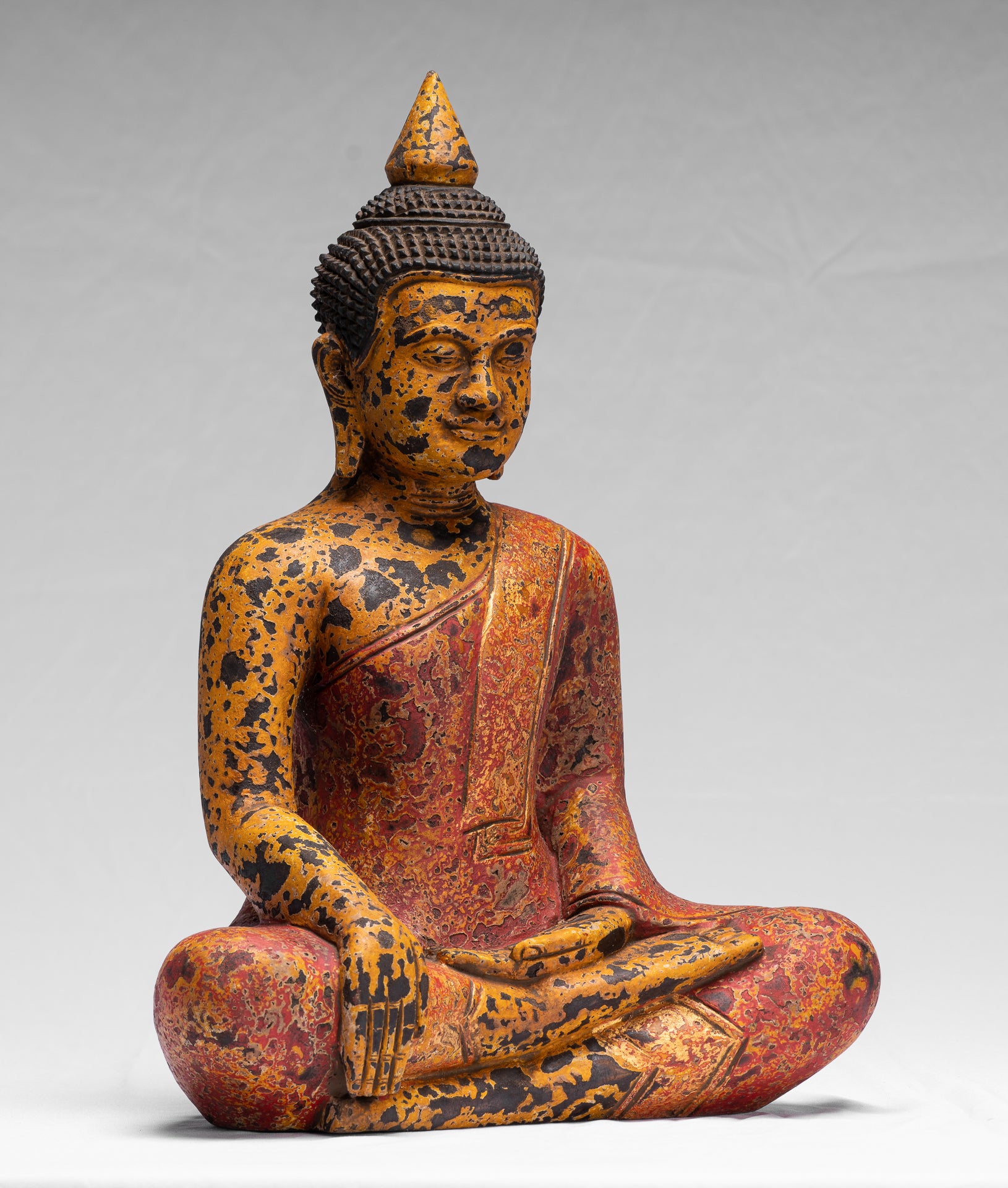 Statue Buddha - Antique Khmer Style SE Asia Seduto l'Illuminismo in legno Statua Buddha - 39 cm/16 "