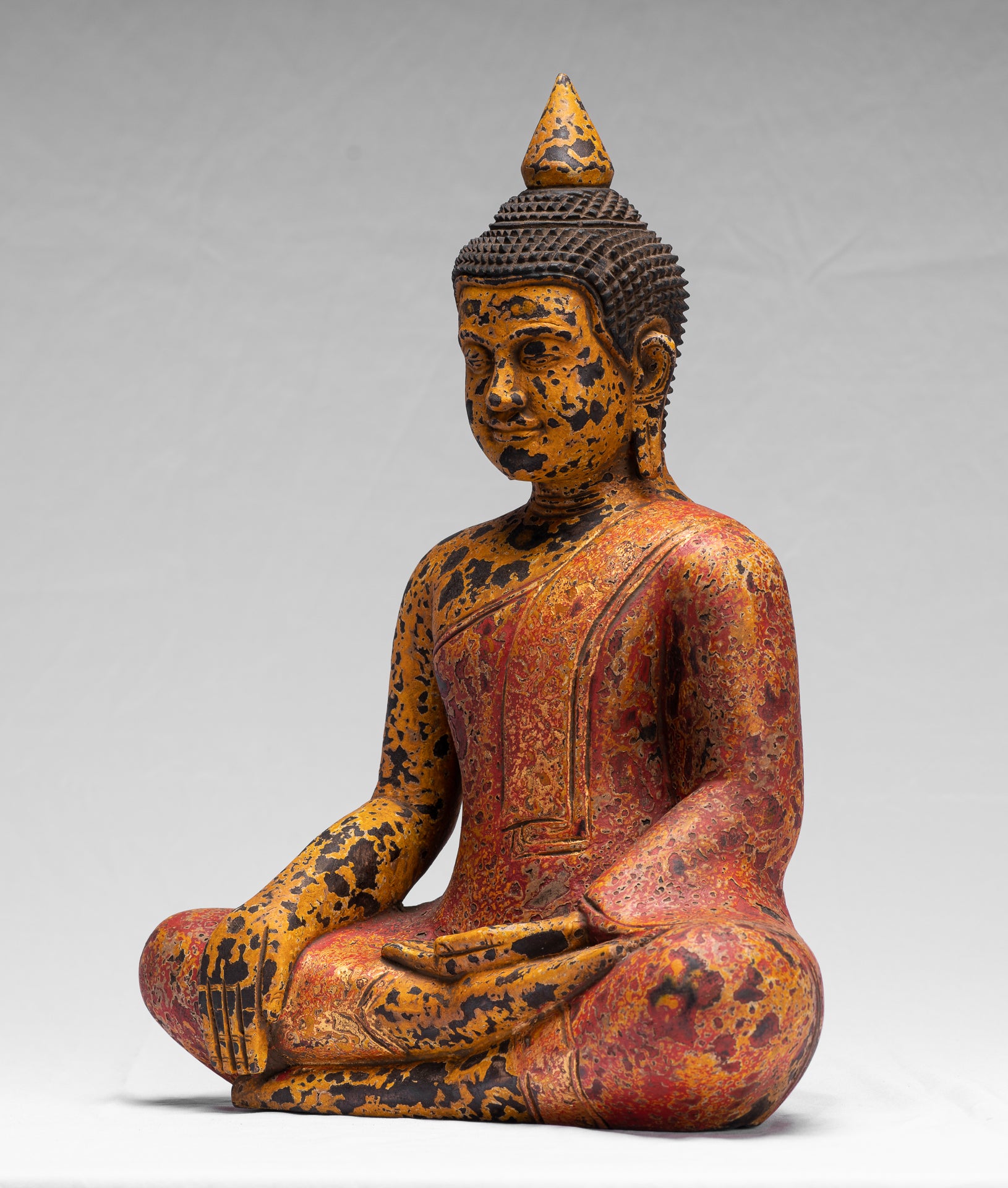 Statue Buddha - Antique Khmer Style SE Asia Seduto l'Illuminismo in legno Statua Buddha - 39 cm/16 "