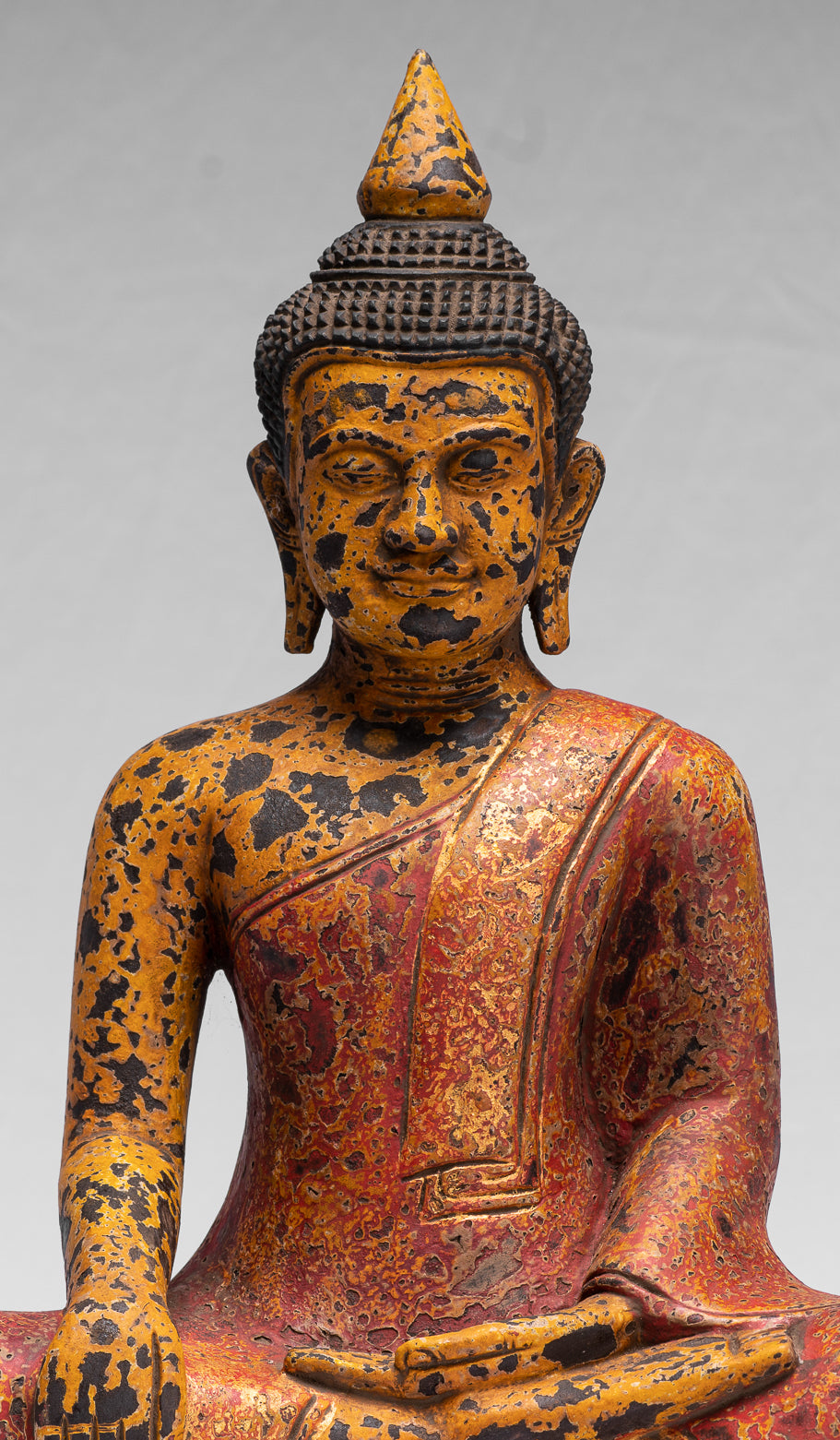 Statue Buddha - Antique Khmer Style SE Asia Seduto l'Illuminismo in legno Statua Buddha - 39 cm/16 "