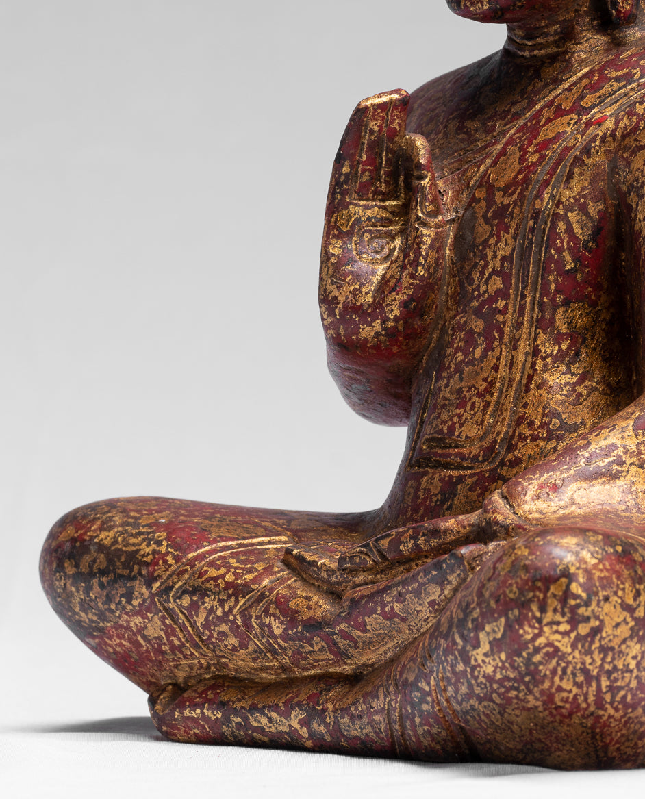 Buddha Sculpture - Buddha - Antique Khmer Style seduto Buddha Statue Teaching Mudra - 26 cm/10 "
