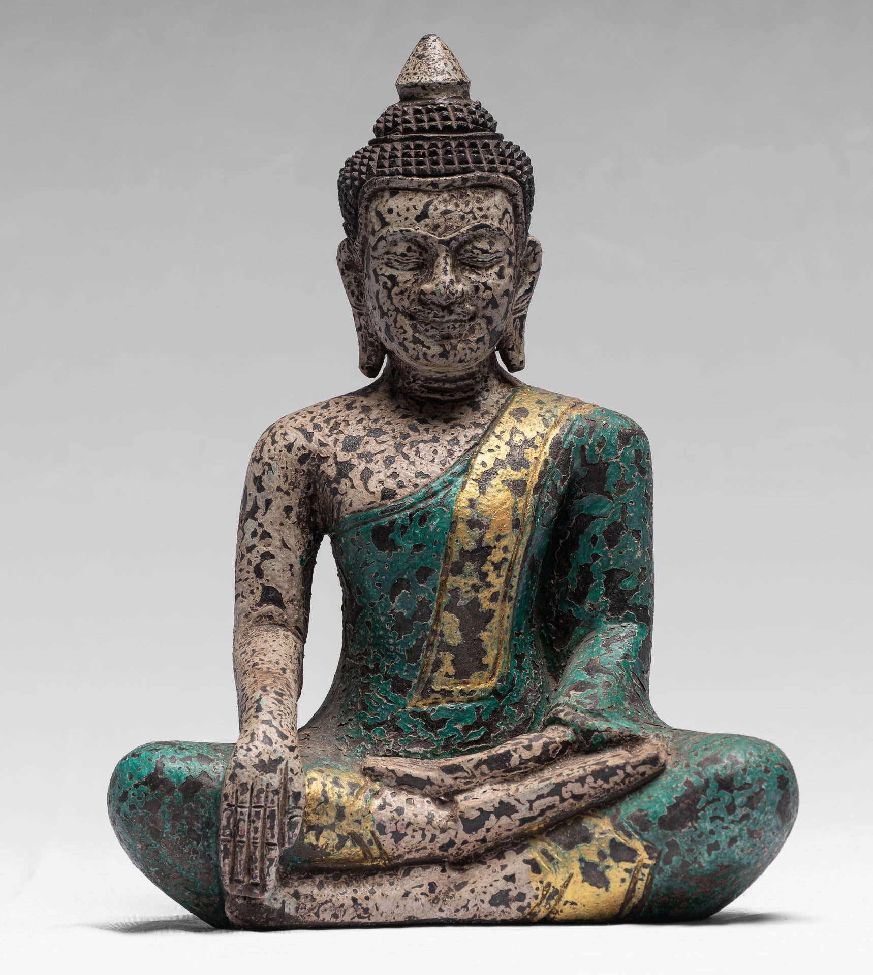 Statue di Buddha - Antique Khmer Style SE Asia seduto l'illuminazione in legno statua di Buddha - 25 cm/10 "