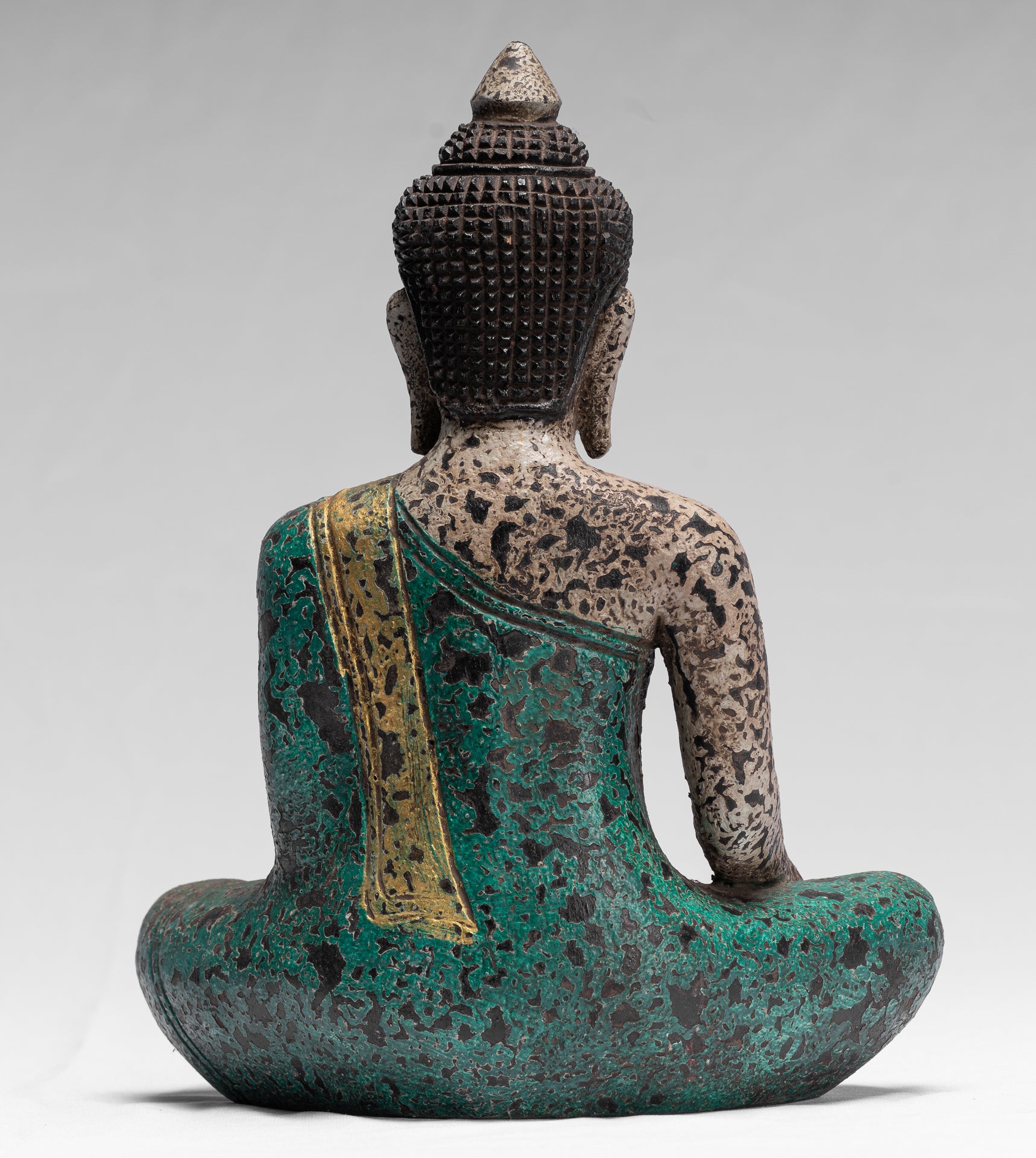 Statue di Buddha - Antique Khmer Style SE Asia seduto l'illuminazione in legno statua di Buddha - 25 cm/10 "