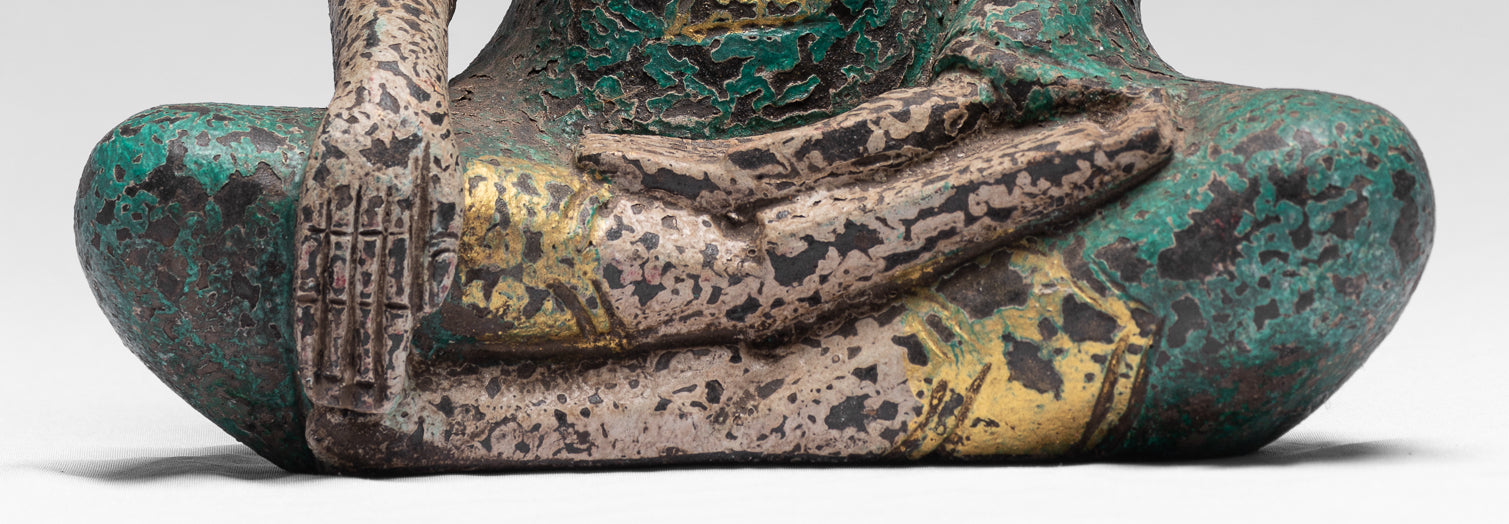 Statue di Buddha - Antique Khmer Style SE Asia seduto l'illuminazione in legno statua di Buddha - 25 cm/10 "