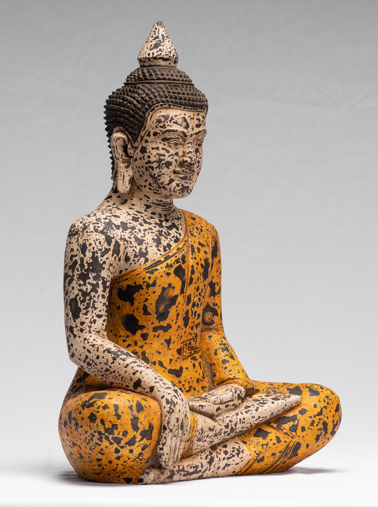 Statue Buddha - Antique Khmer Style SE Asia seduto l'Illuminismo in legno Statua Buddha - 40 cm/16 "