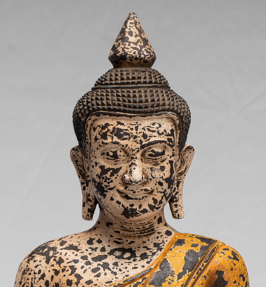 Buddha Sculpture - Antique Khmer in stile Khmer Seduto Buddha Statue Dhyana Meditation Mudra - 40 cm/16 "