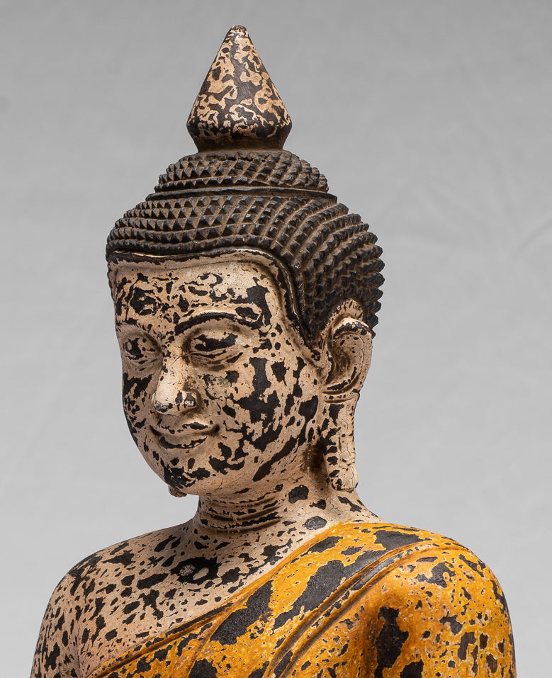 Buddha Sculpture - Antique Khmer in stile Khmer Seduto Buddha Statue Dhyana Meditation Mudra - 40 cm/16 "