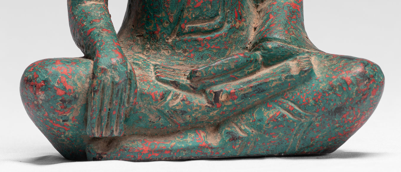 Statue Buddha - Antique Khmer Style SE Asia Seduto l'Illuminismo in legno Statua Buddha - 21 cm/8 "