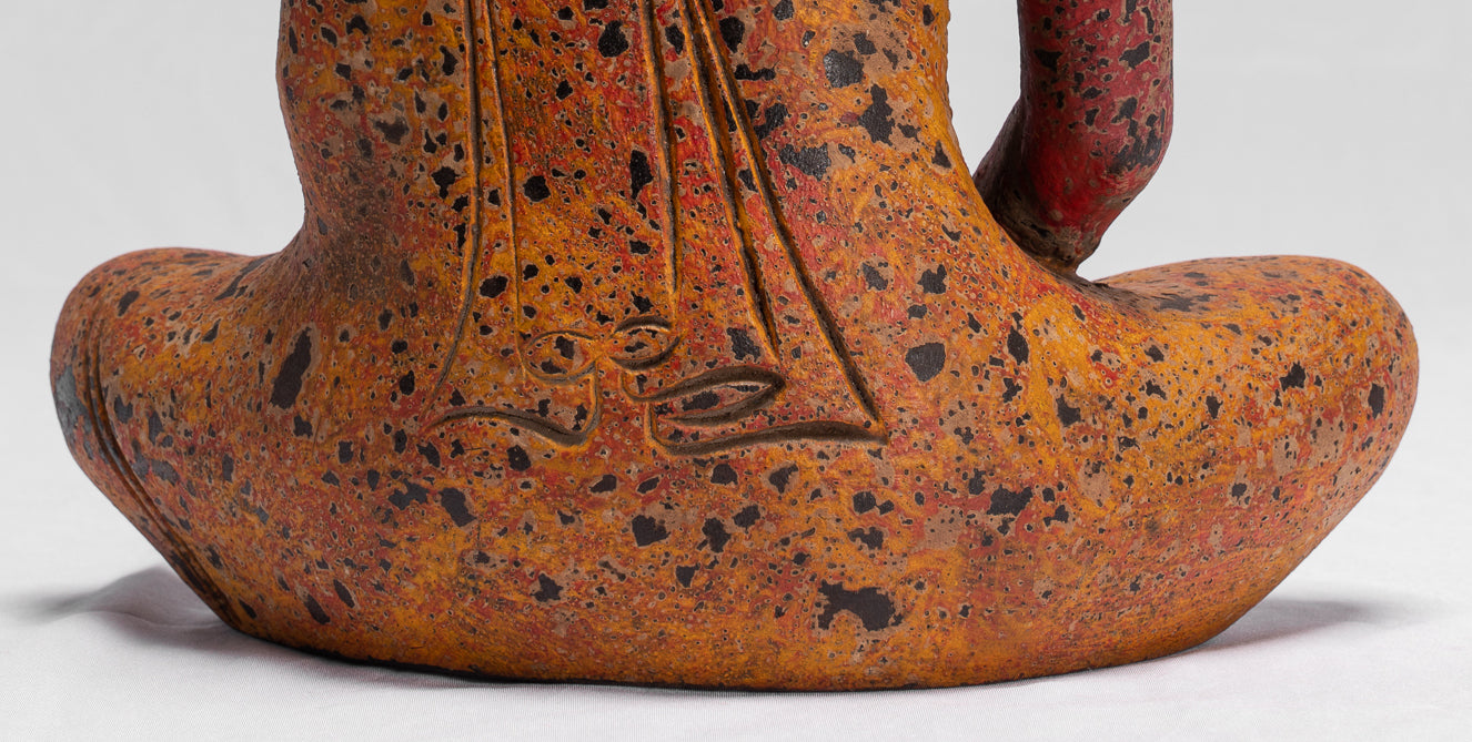 Buddha Sculpture - Antique Khmer in stile Khmer Seduto Buddha Statue Dhyana Meditation Mudra - 32 cm/13 "