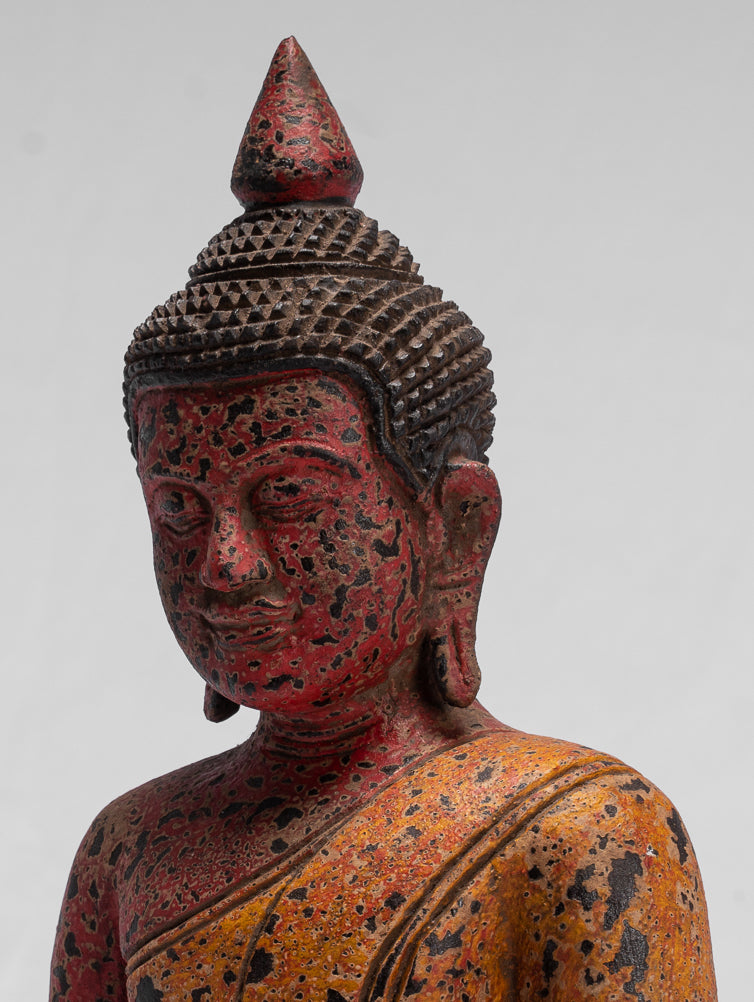 Buddha Sculpture - Antique Khmer in stile Khmer Seduto Buddha Statue Dhyana Meditation Mudra - 32 cm/13 "