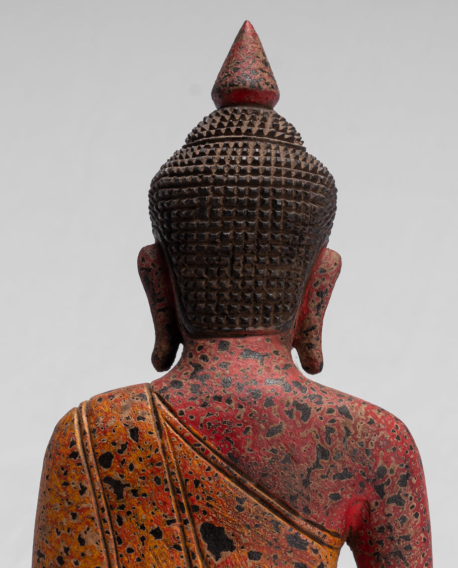 Buddha Sculpture - Antique Khmer in stile Khmer Seduto Buddha Statue Dhyana Meditation Mudra - 32 cm/13 "
