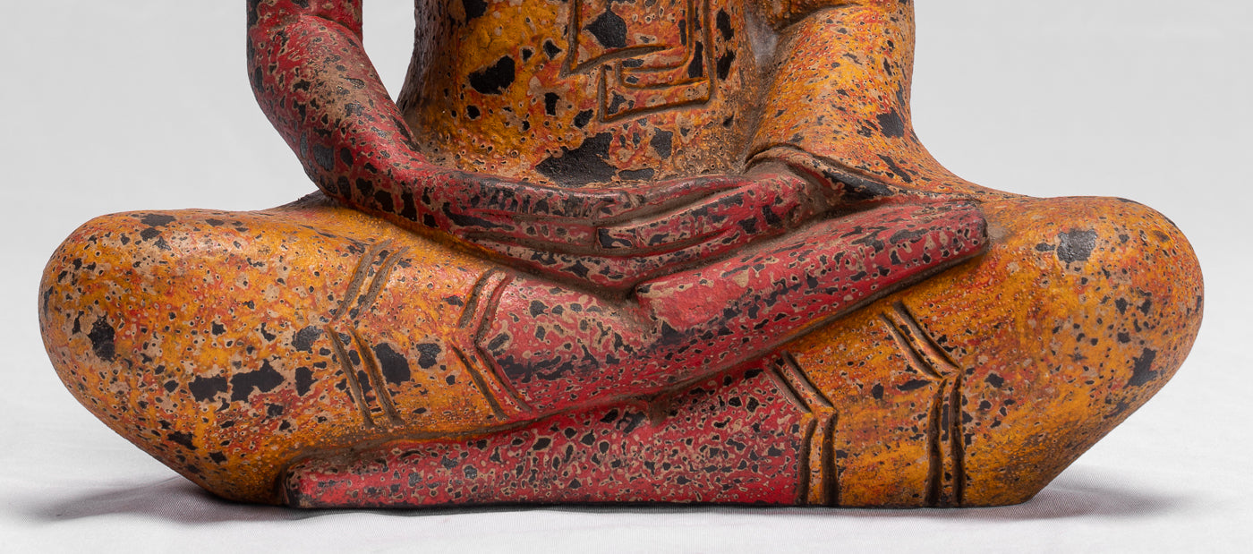 Buddha Sculpture - Antique Khmer in stile Khmer Seduto Buddha Statue Dhyana Meditation Mudra - 32 cm/13 "