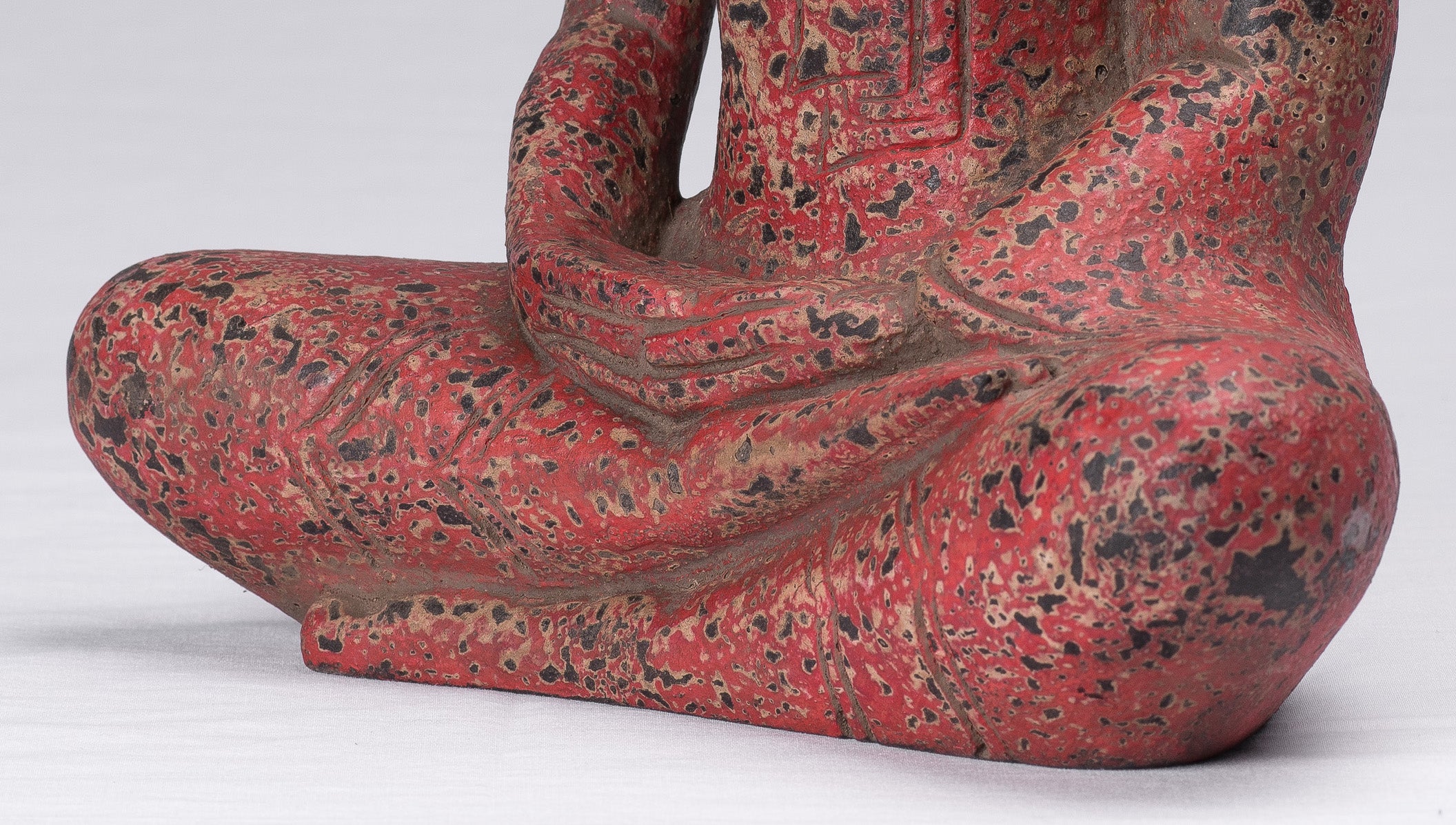 Buddha Sculpture - Antique Khmer in stile Khmer Legno Buddha Statua Dhyana Meditazione Mudra - 34 cm/14 "