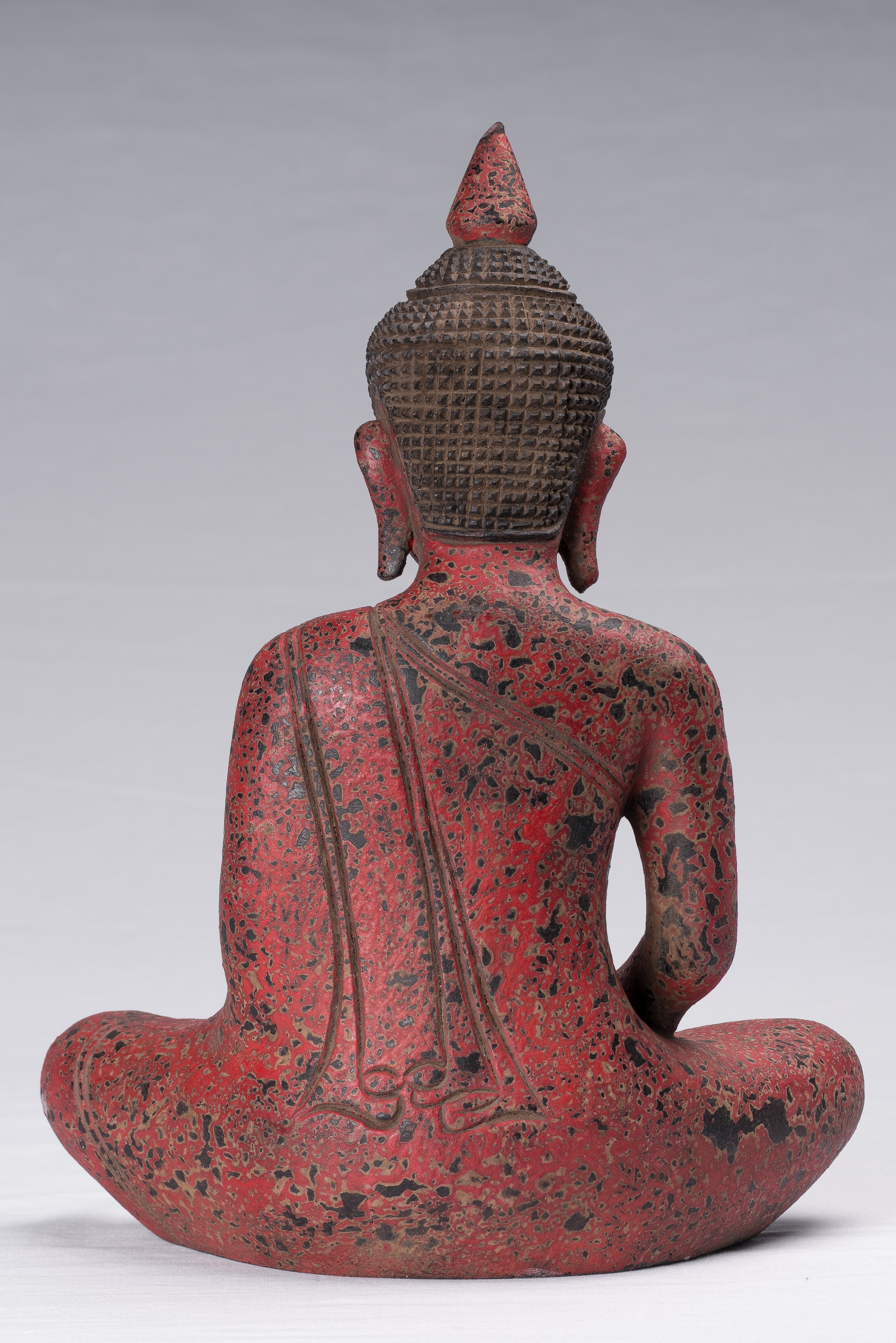 Buddha Sculpture - Antique Khmer in stile Khmer Legno Buddha Statua Dhyana Meditazione Mudra - 34 cm/14 "