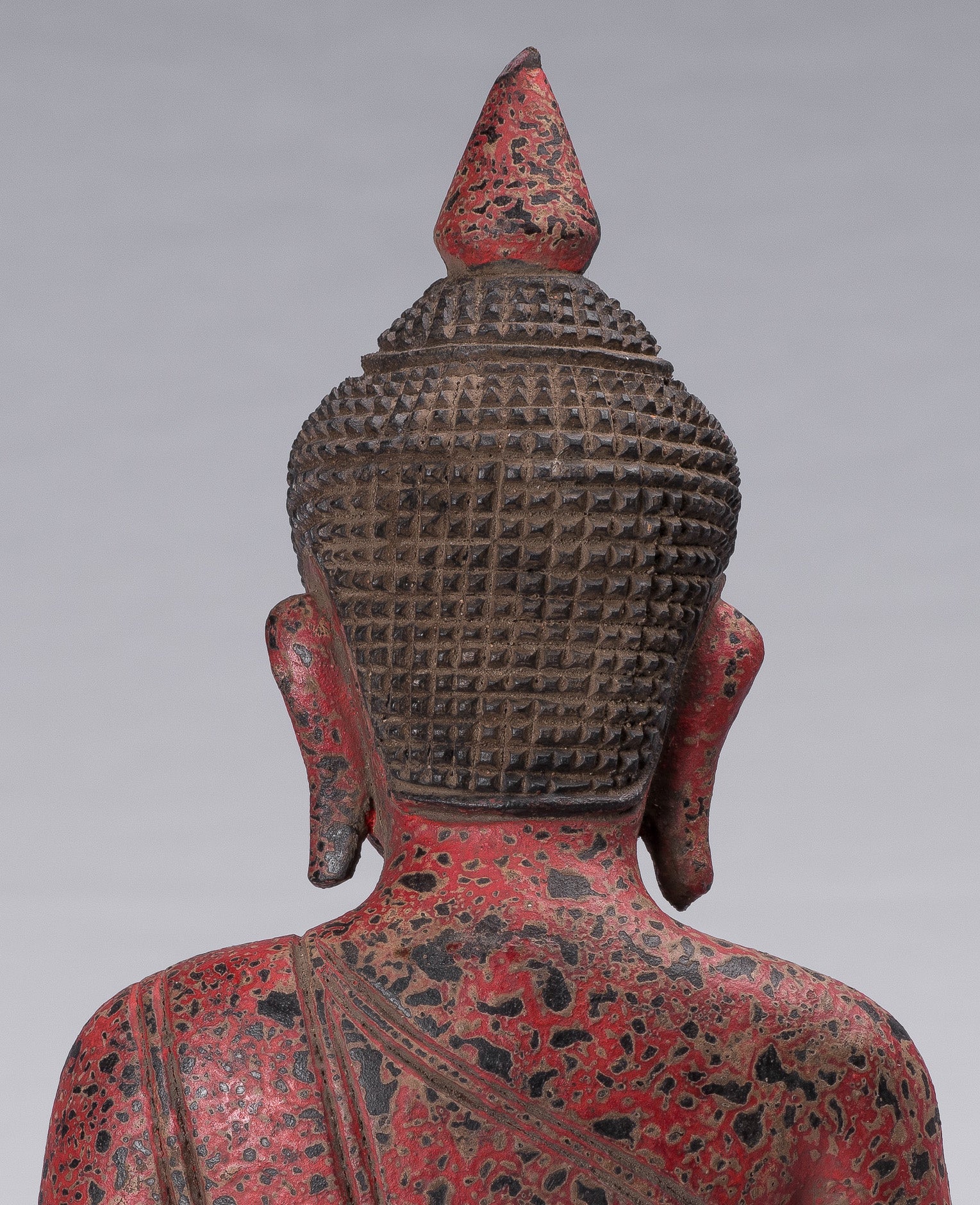 Buddha Sculpture - Antique Khmer in stile Khmer Legno Buddha Statua Dhyana Meditazione Mudra - 34 cm/14 "