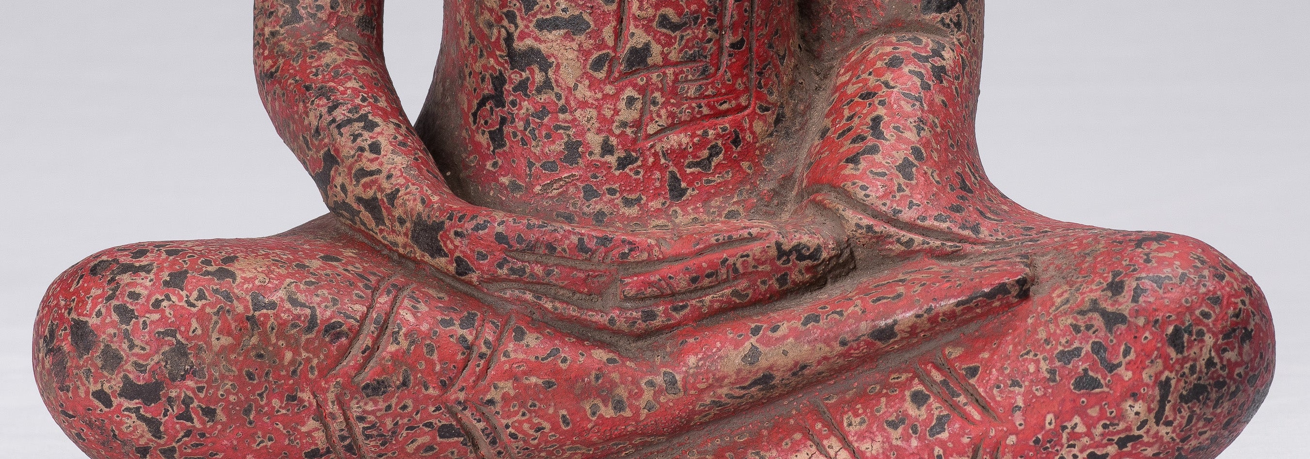 Buddha Sculpture - Antique Khmer in stile Khmer Legno Buddha Statua Dhyana Meditazione Mudra - 34 cm/14 "