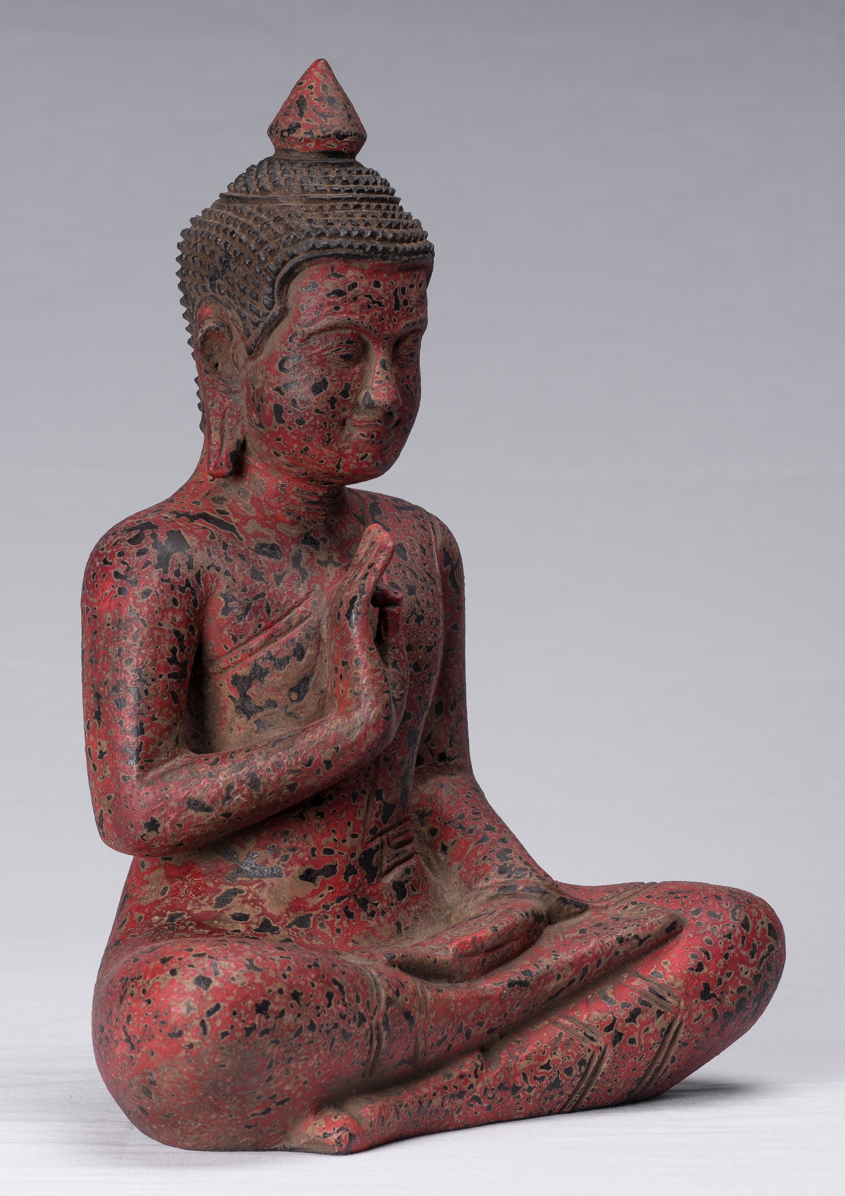 Buddha Sculpture - Buddha - Antique Khmer Style seduto Buddha Statue Teaching Mudra - 34 cm/14 "