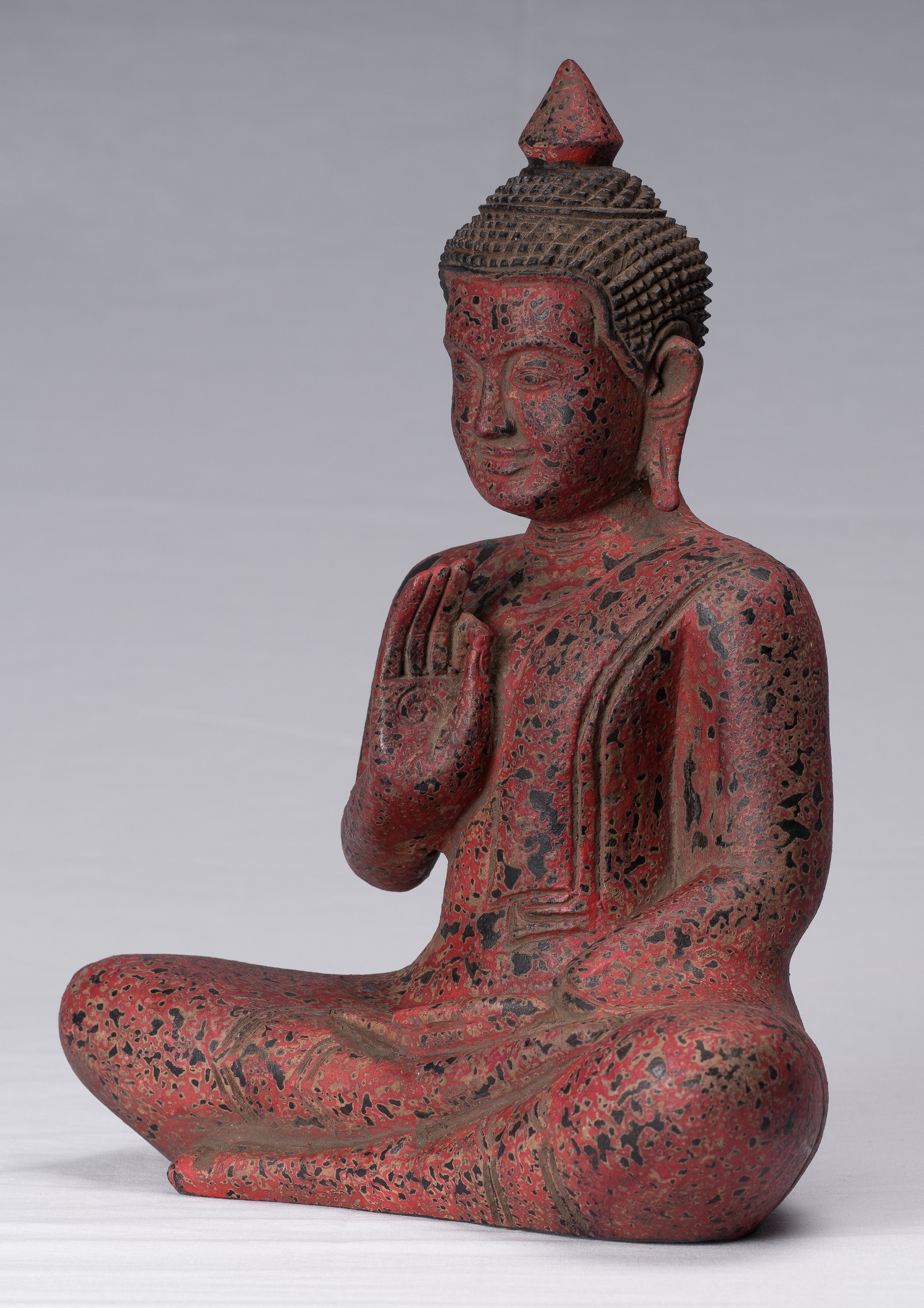 Buddha Sculpture - Buddha - Antique Khmer Style seduto Buddha Statue Teaching Mudra - 34 cm/14 "