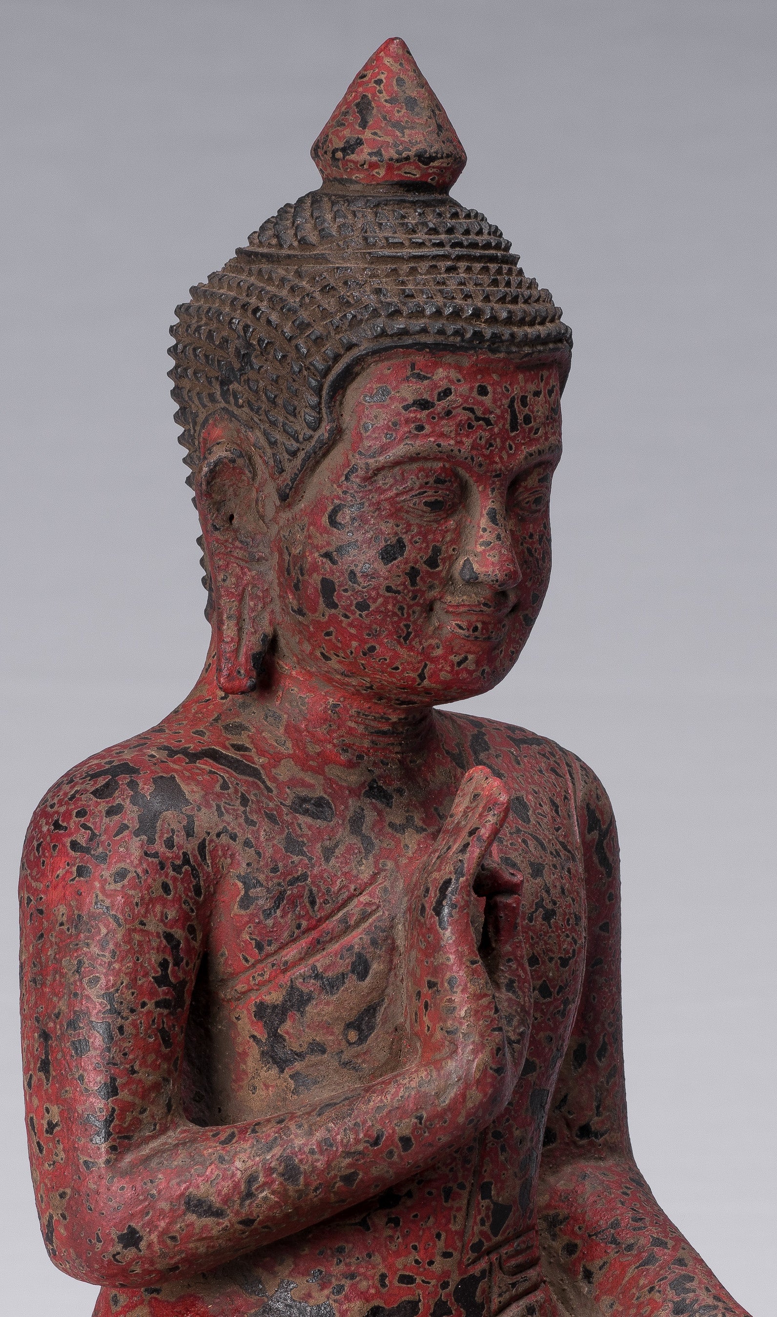 Buddha Sculpture - Buddha - Antique Khmer Style seduto Buddha Statue Teaching Mudra - 34 cm/14 "
