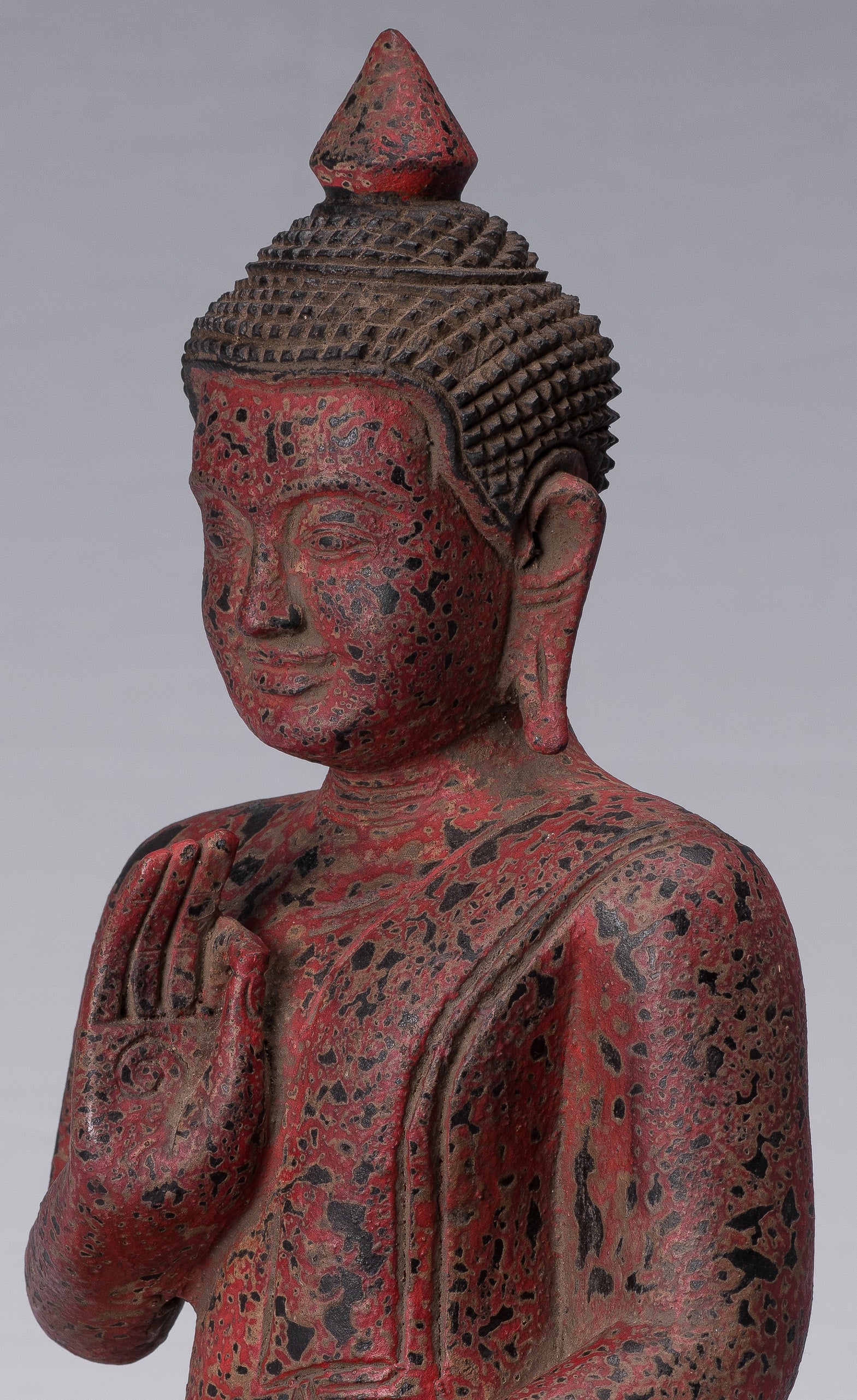 Buddha Sculpture - Buddha - Antique Khmer Style seduto Buddha Statue Teaching Mudra - 34 cm/14 "