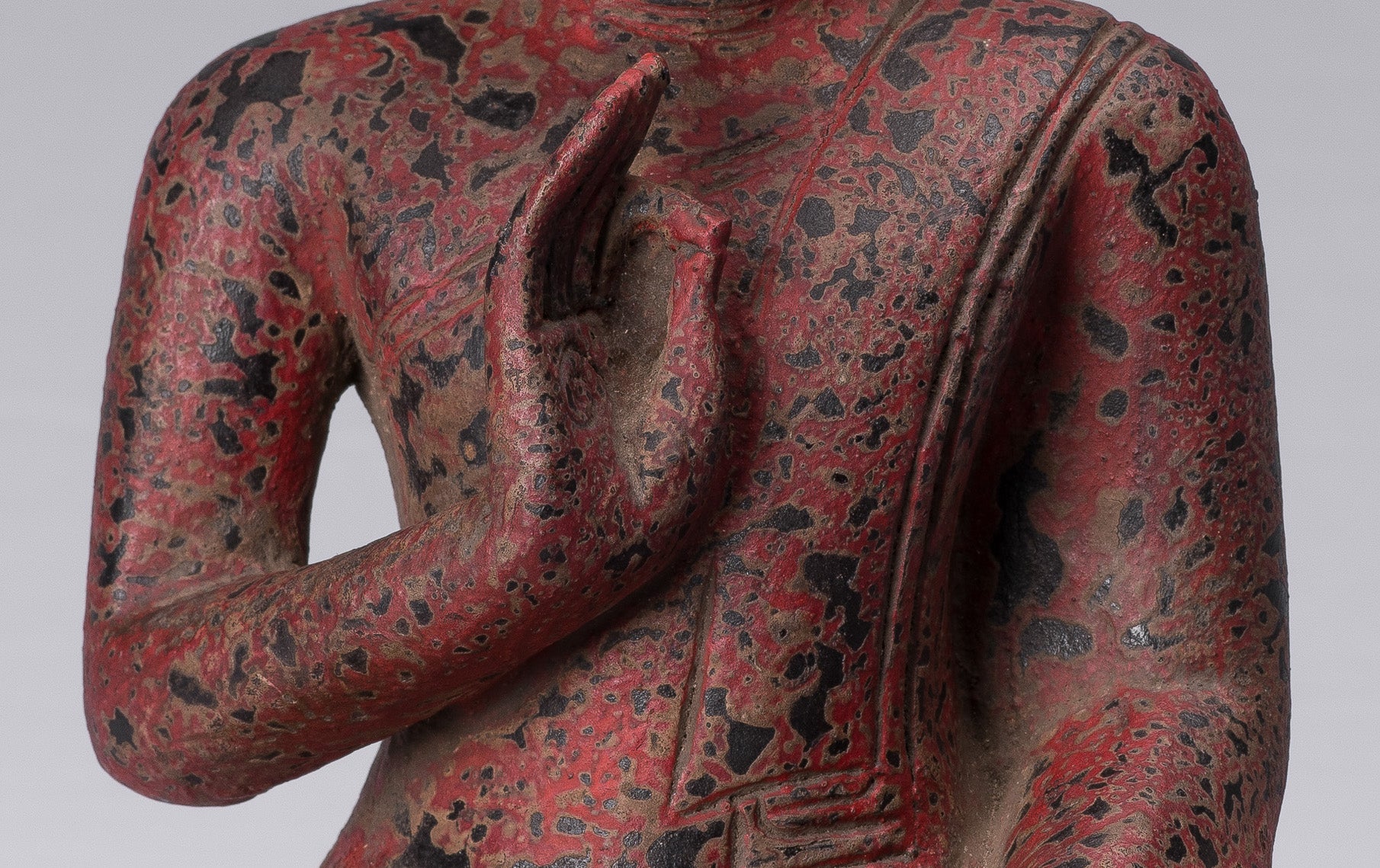 Buddha Sculpture - Buddha - Antique Khmer Style seduto Buddha Statue Teaching Mudra - 34 cm/14 "