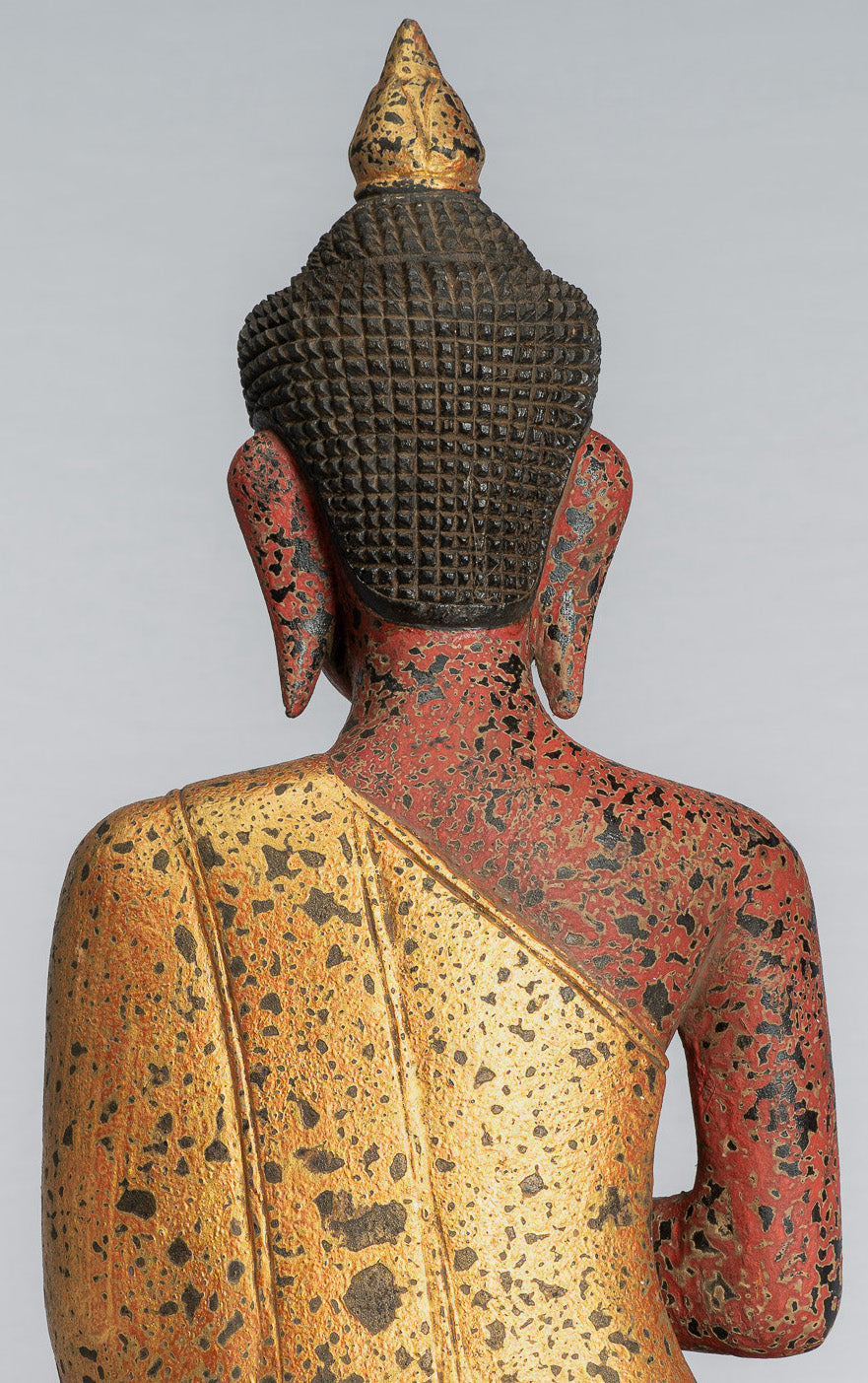 Statue de Bouddha - style khmer ancien Cambodge Impression de main d'enseignement de bouddha assis en bois - 53cm / 21 "