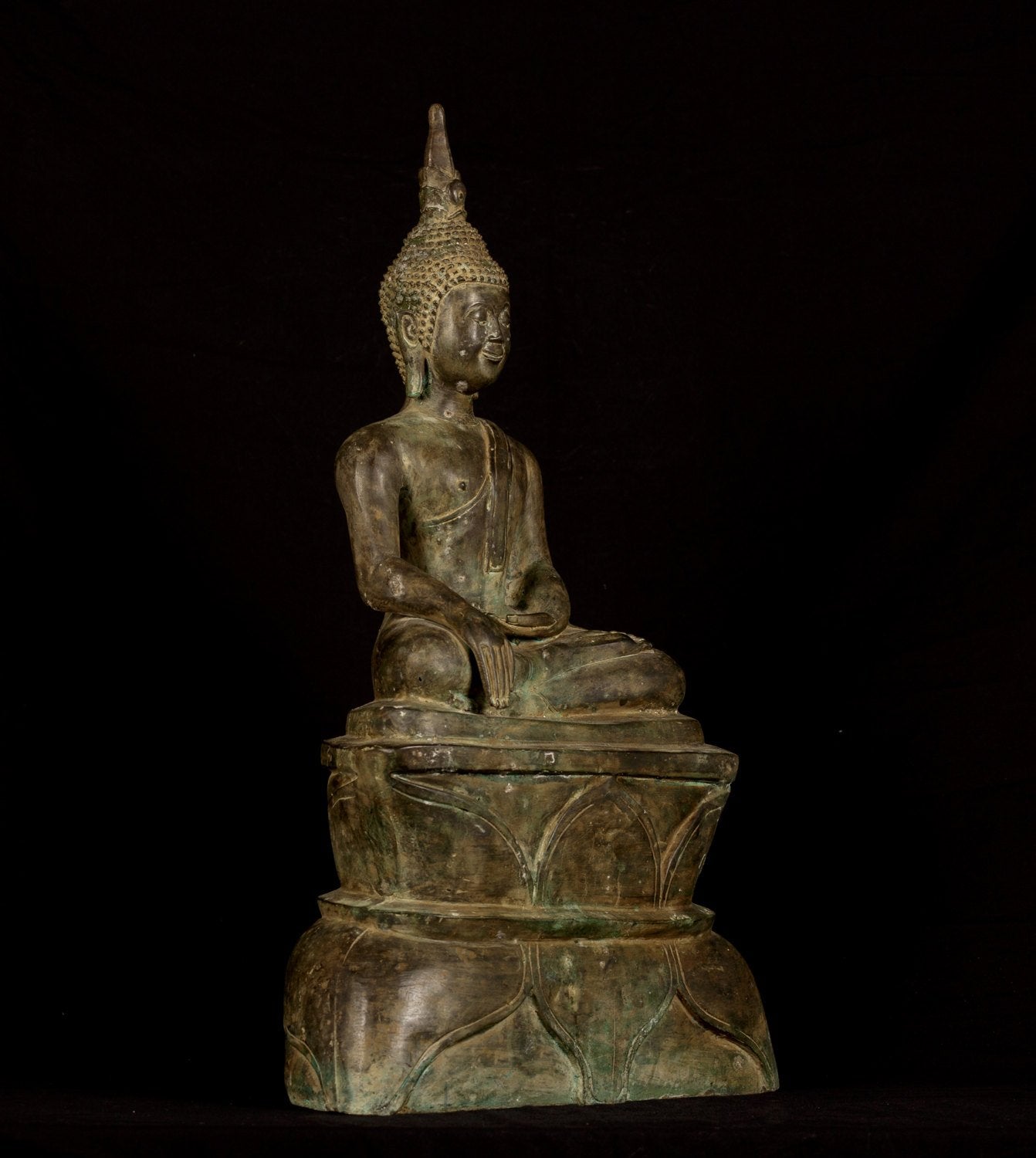 Statua Buddha - Antique Antique Laos Enlightenment Buddha Statue - 61 cm/24 "