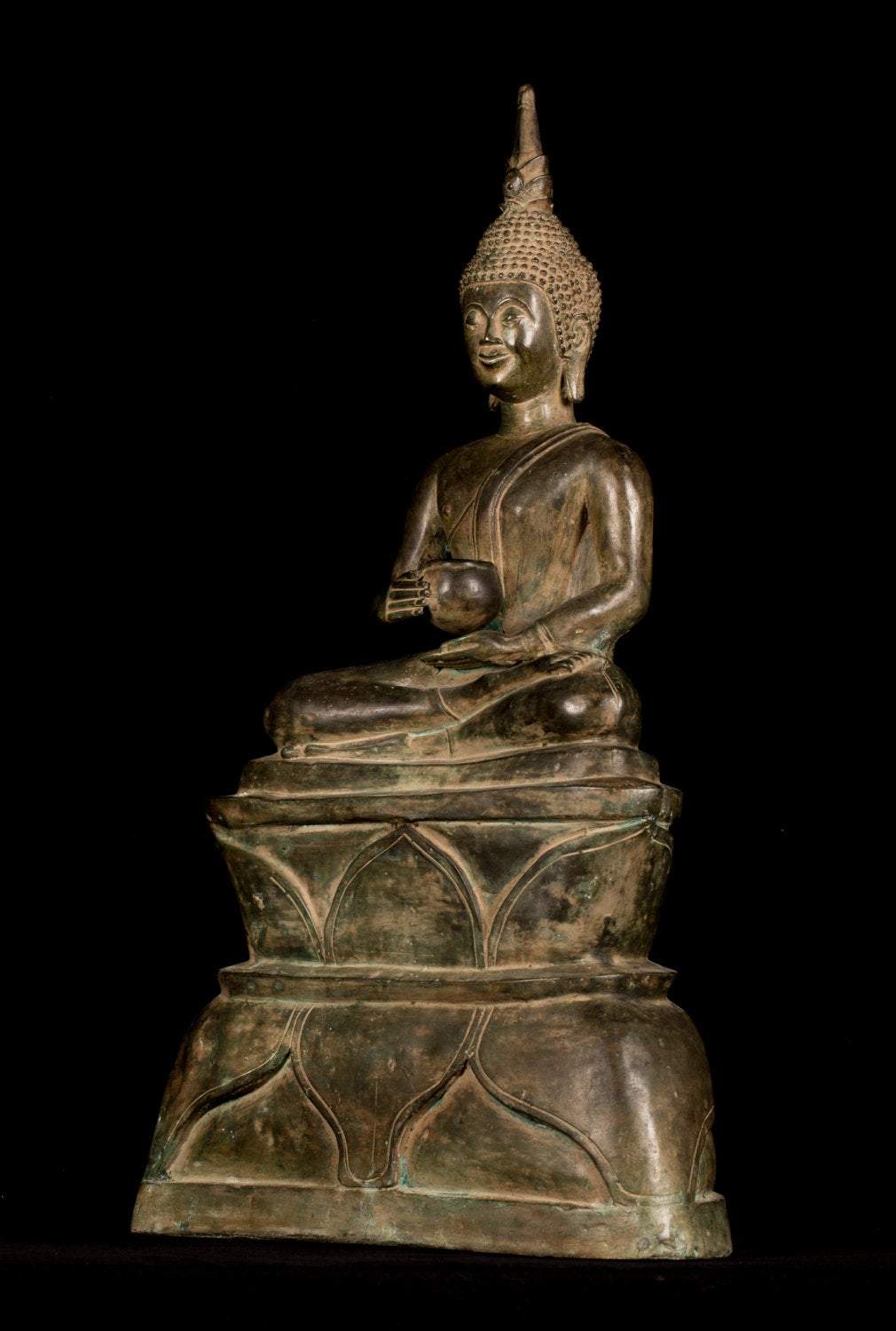 Statue di Buddha antico -Antique Laos Bronze Charity Gautama Buddha Statue - 64 cm/25 "